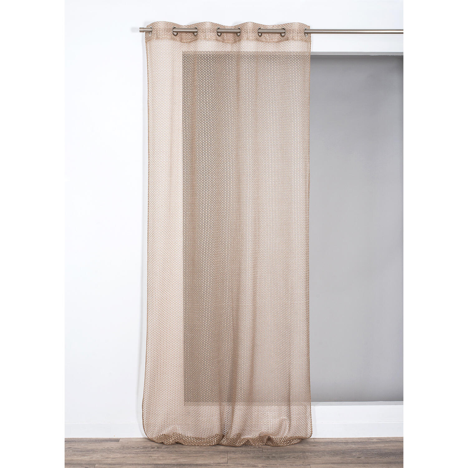 Visillo ollaos Cleanthis poliéster liso dorado de 140x240cm ROCLE. Incluye cinta termoadhesiva - 2