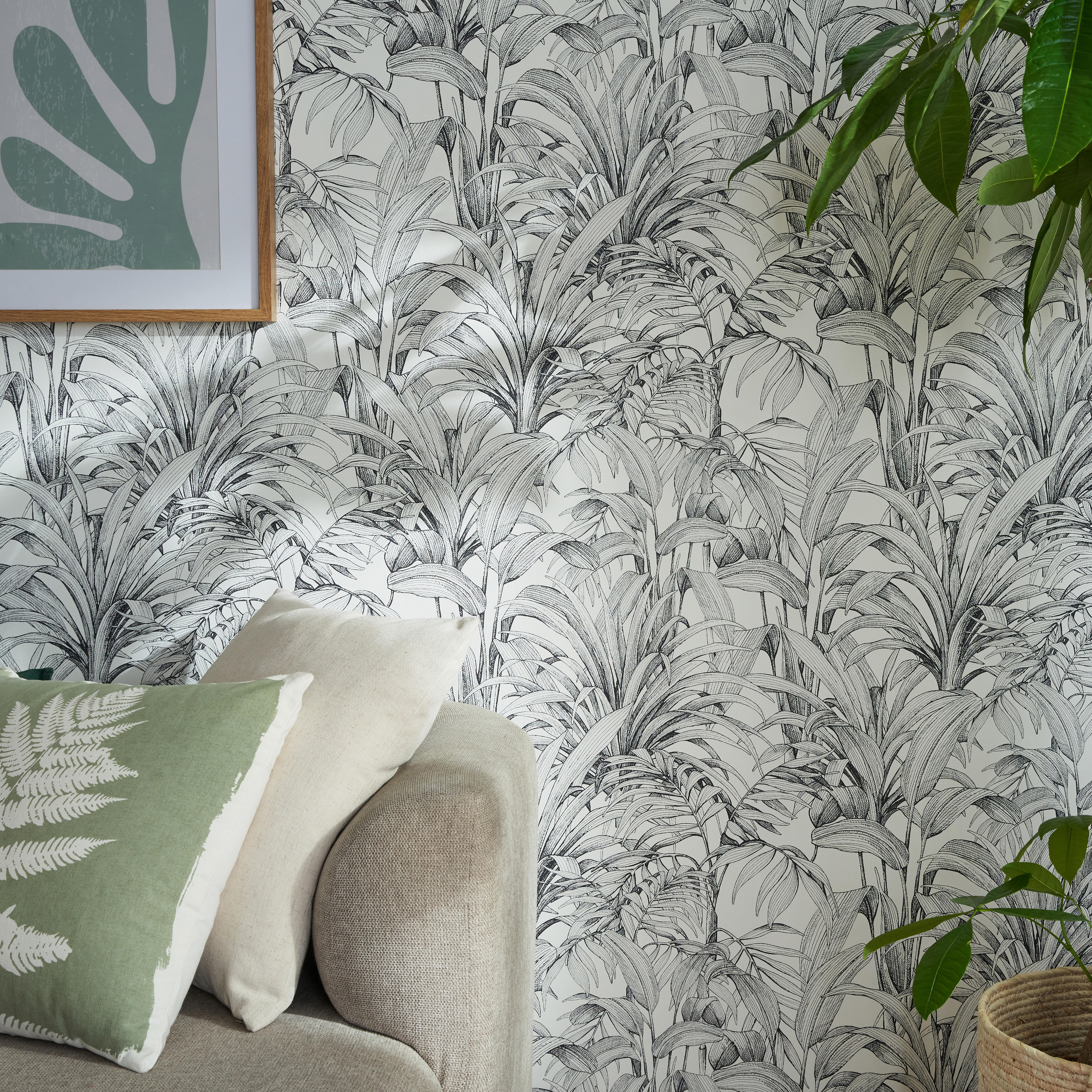 Papier peint intissé Feuille Aliare noir et blanc - 4