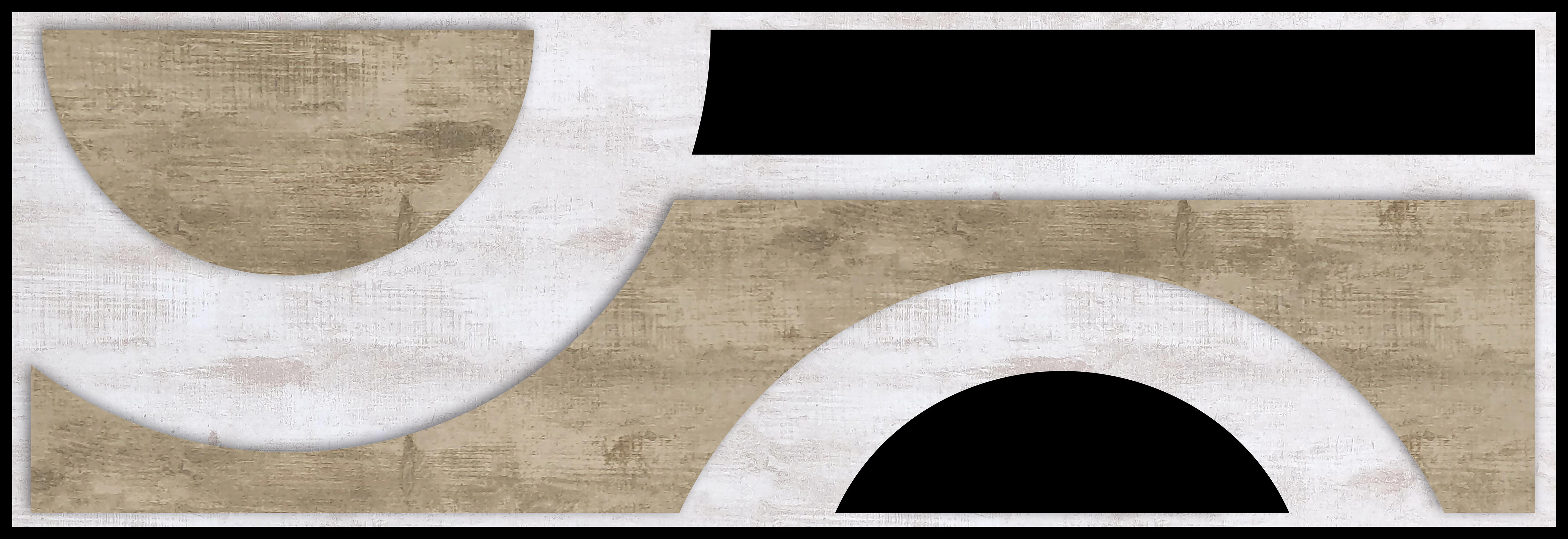 Cuadro pintura impresa enmarcada Abstracto rectangular de 92 x 32 cm. MDF Geo Horizontal multicolor. Marco color Negro - 2