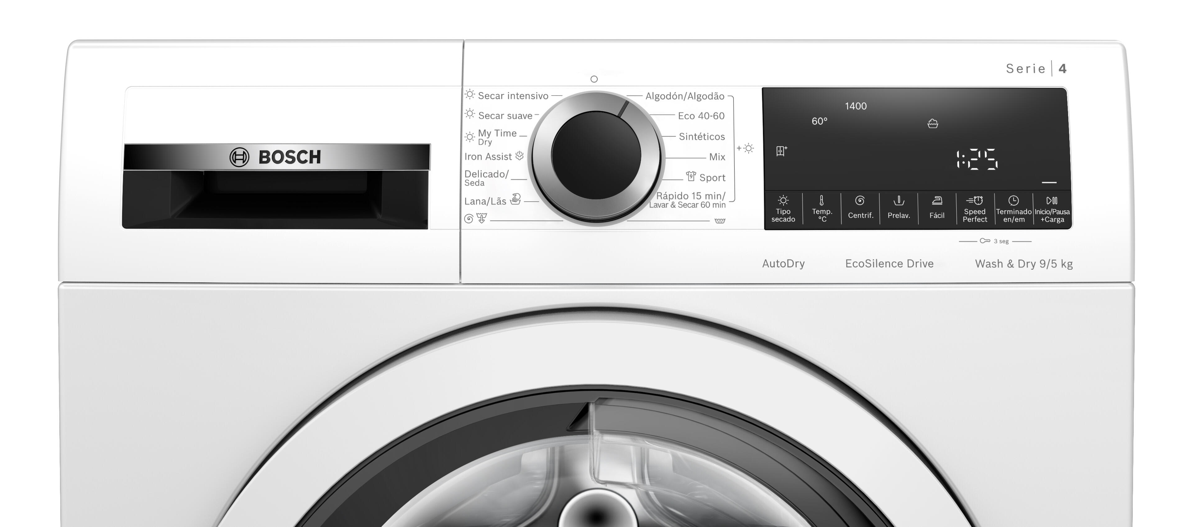 Lavadora secadora BOSCH WNA13401ES carga frontal 9/6 kg 1400 rpm 15 programas clase E blanco - 4