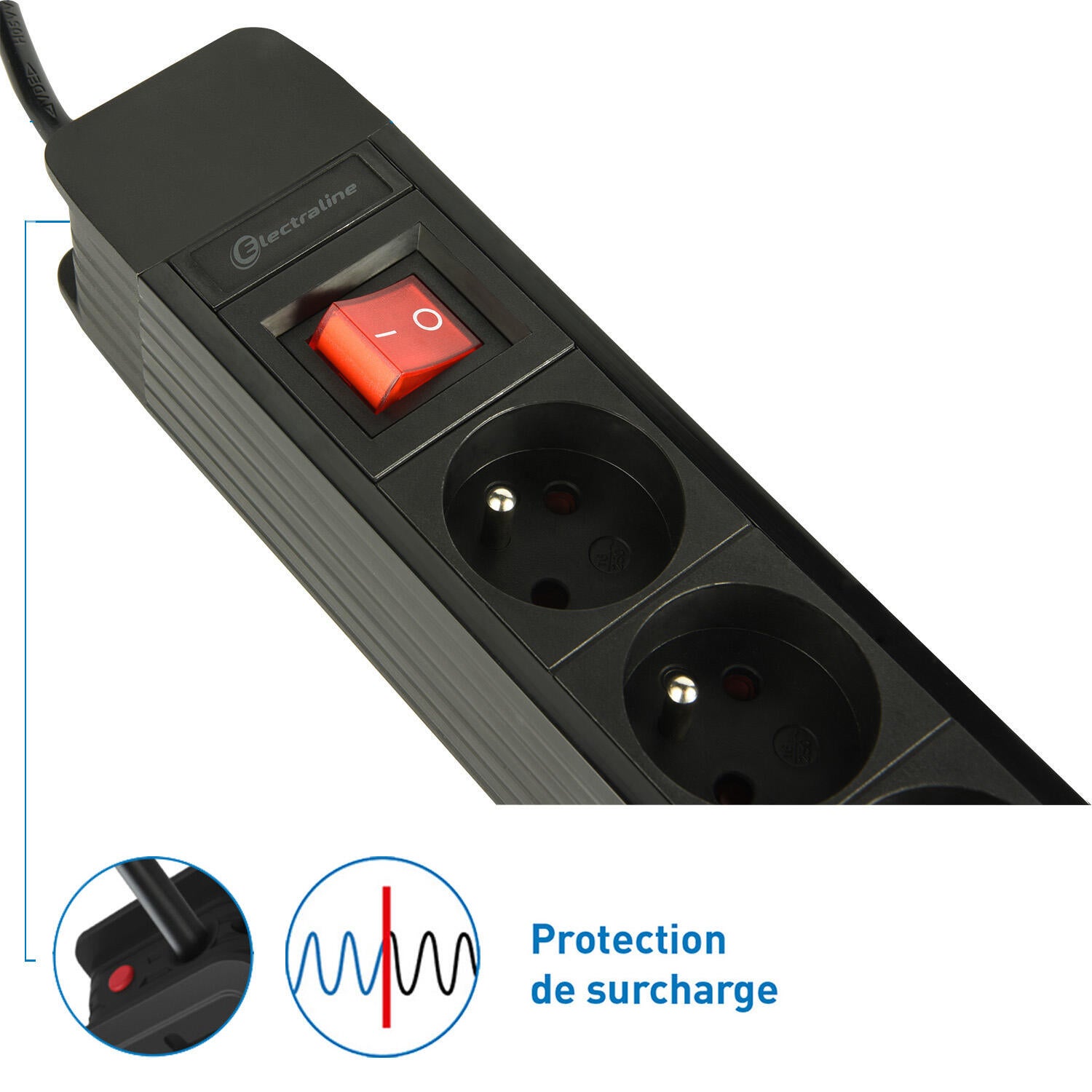 Perel Multiprise Avec Interrupteur 10 Prises, Bloc Multiprise