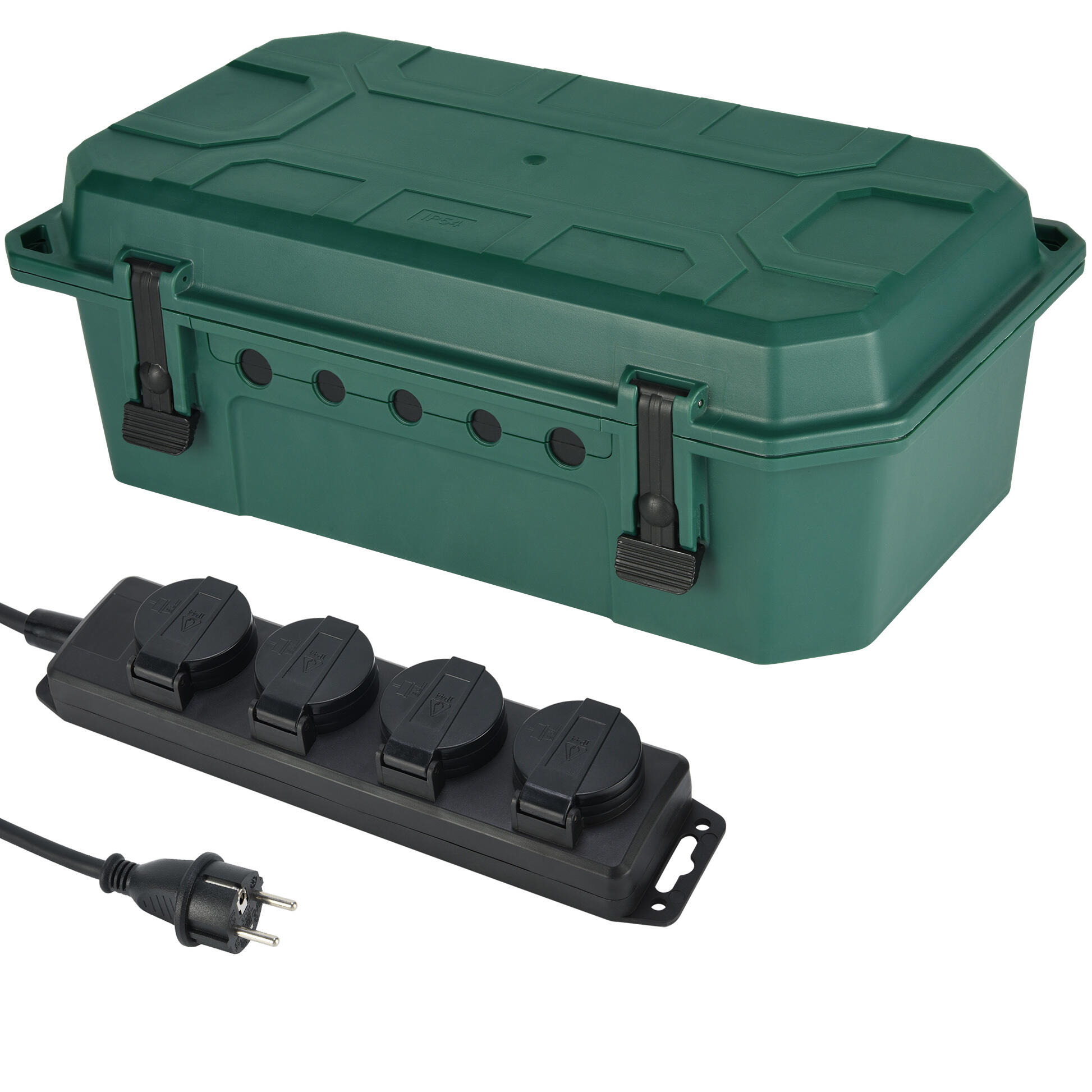 Boîte étanche avec multiprise étanche 4 prises IP44 5m vert, Electraline - 6