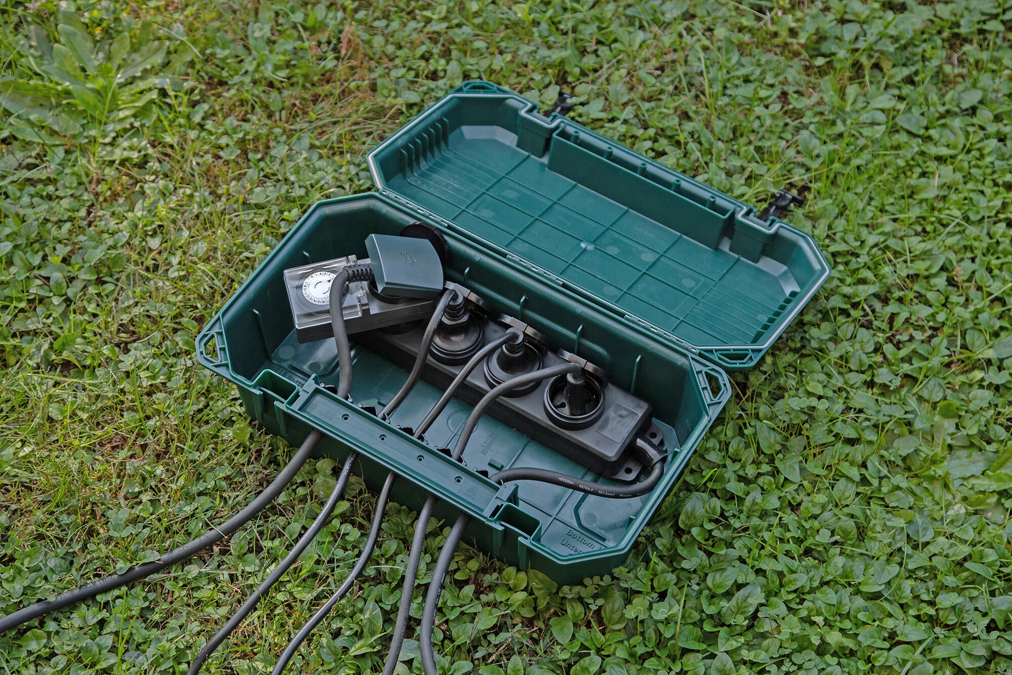 Boîte étanche avec multiprise étanche 4 prises IP44 5m vert, Electraline - 2