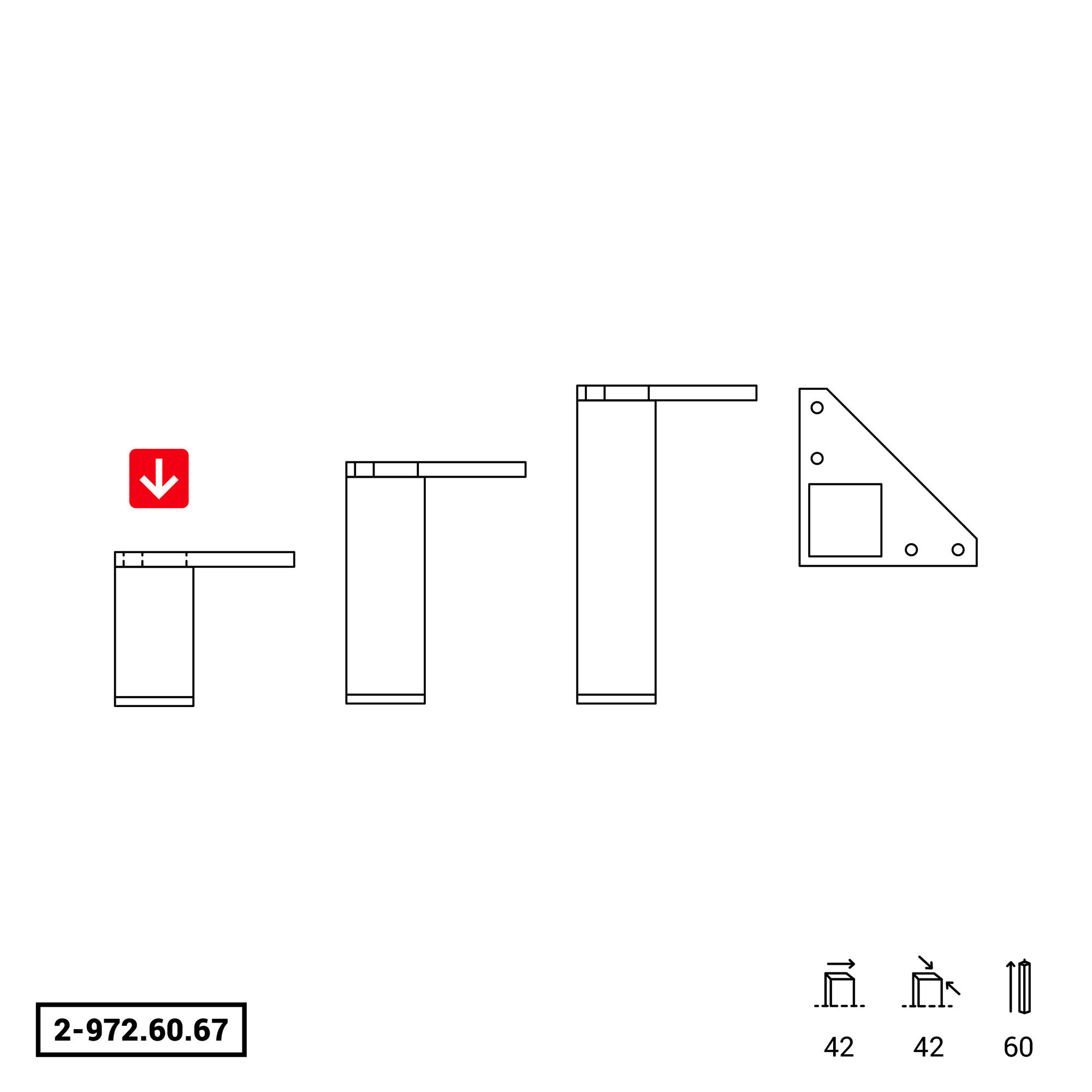 Pé quadrado para esquina abs 4,2x4,2x6 cm branco - 6