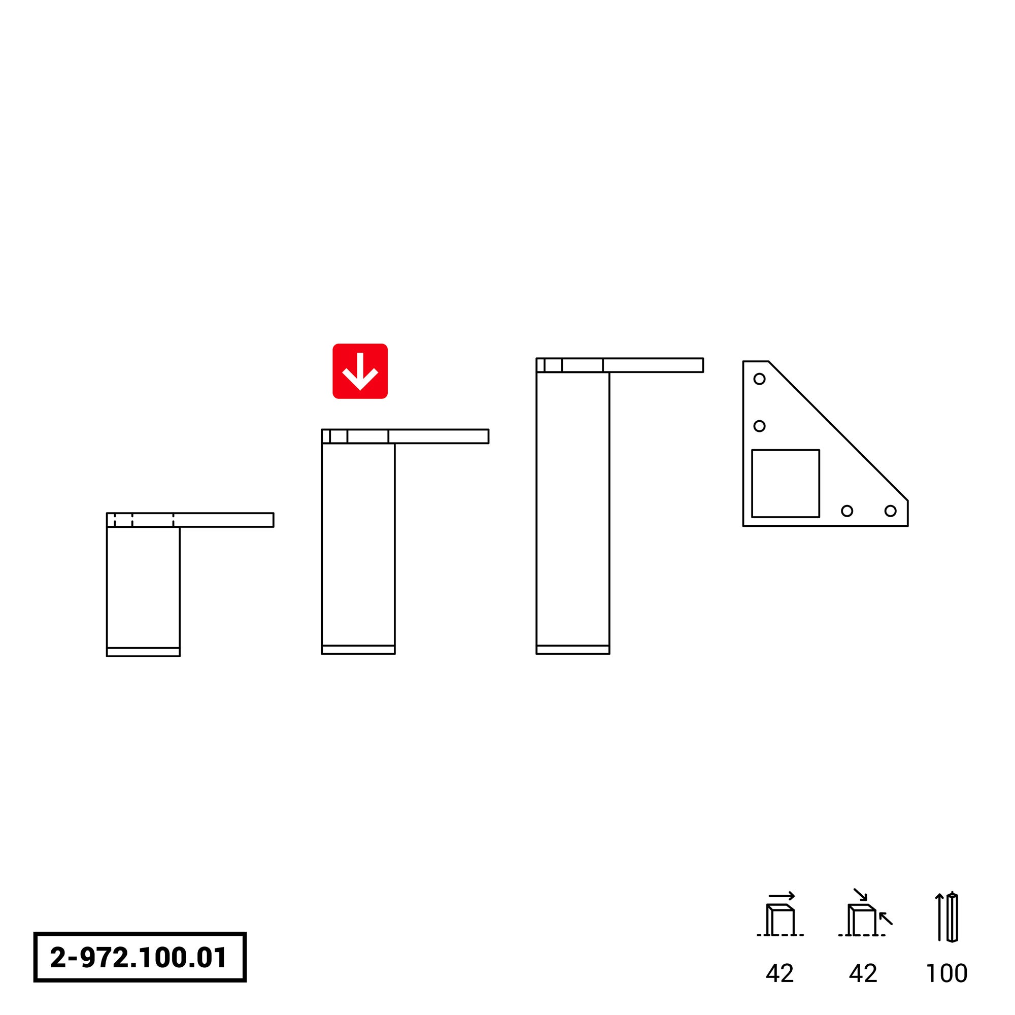 Pé abs 40x40 cm branco H100 - 2