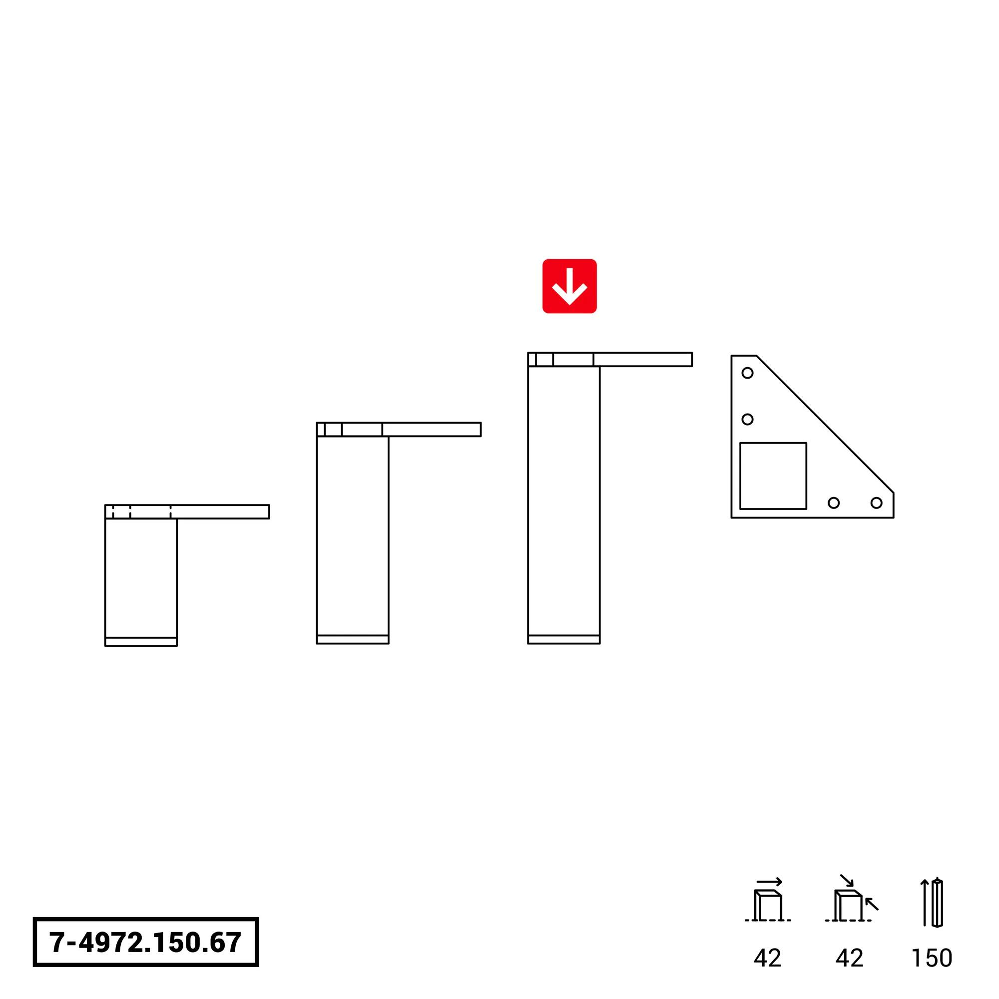 Pé abs 40x40 cm branco H150 - 4