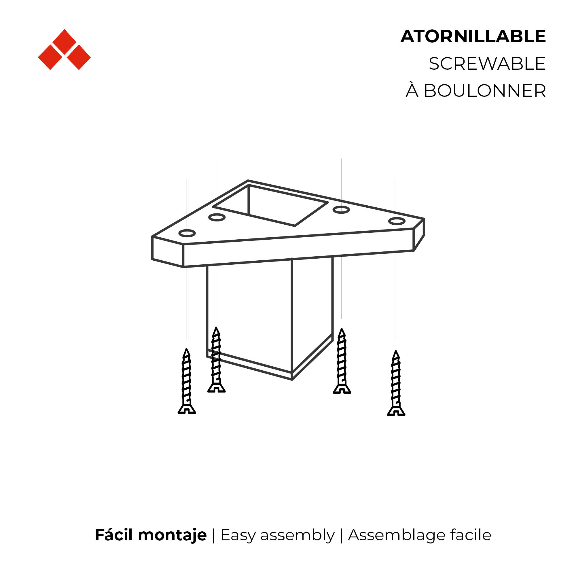 Pé quadrado abs cromado 6 cm mate - 5