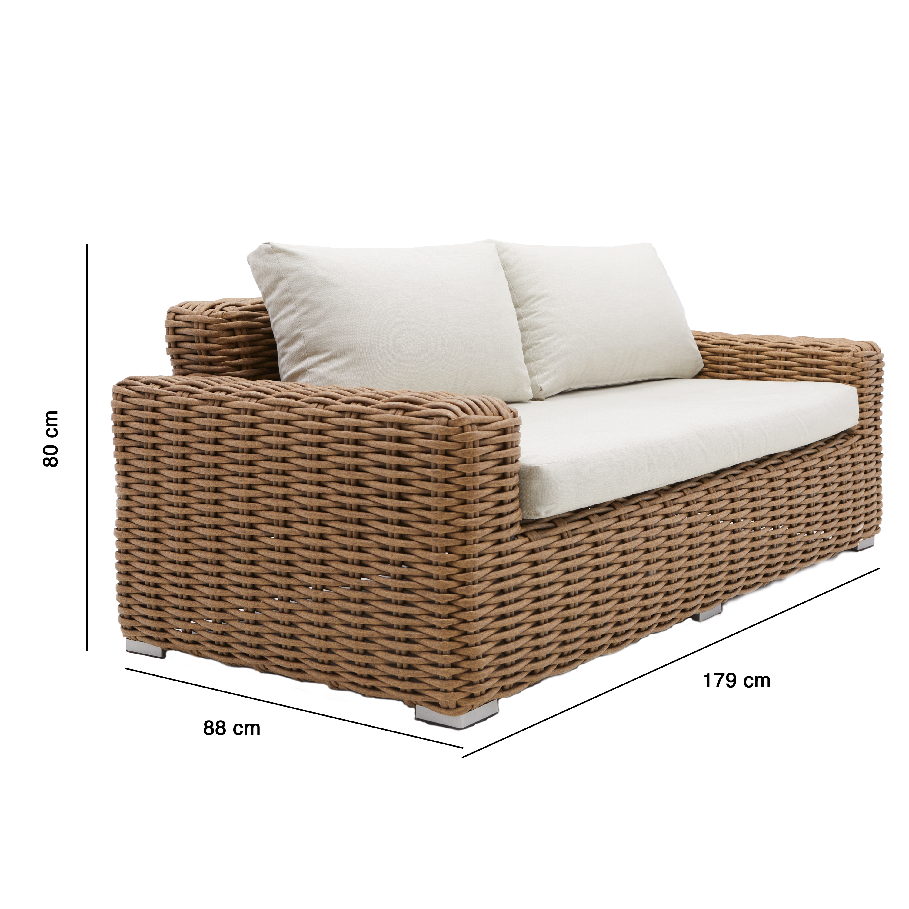 Canapé 2 places en aluminium et résine tressée Ayamo - 5