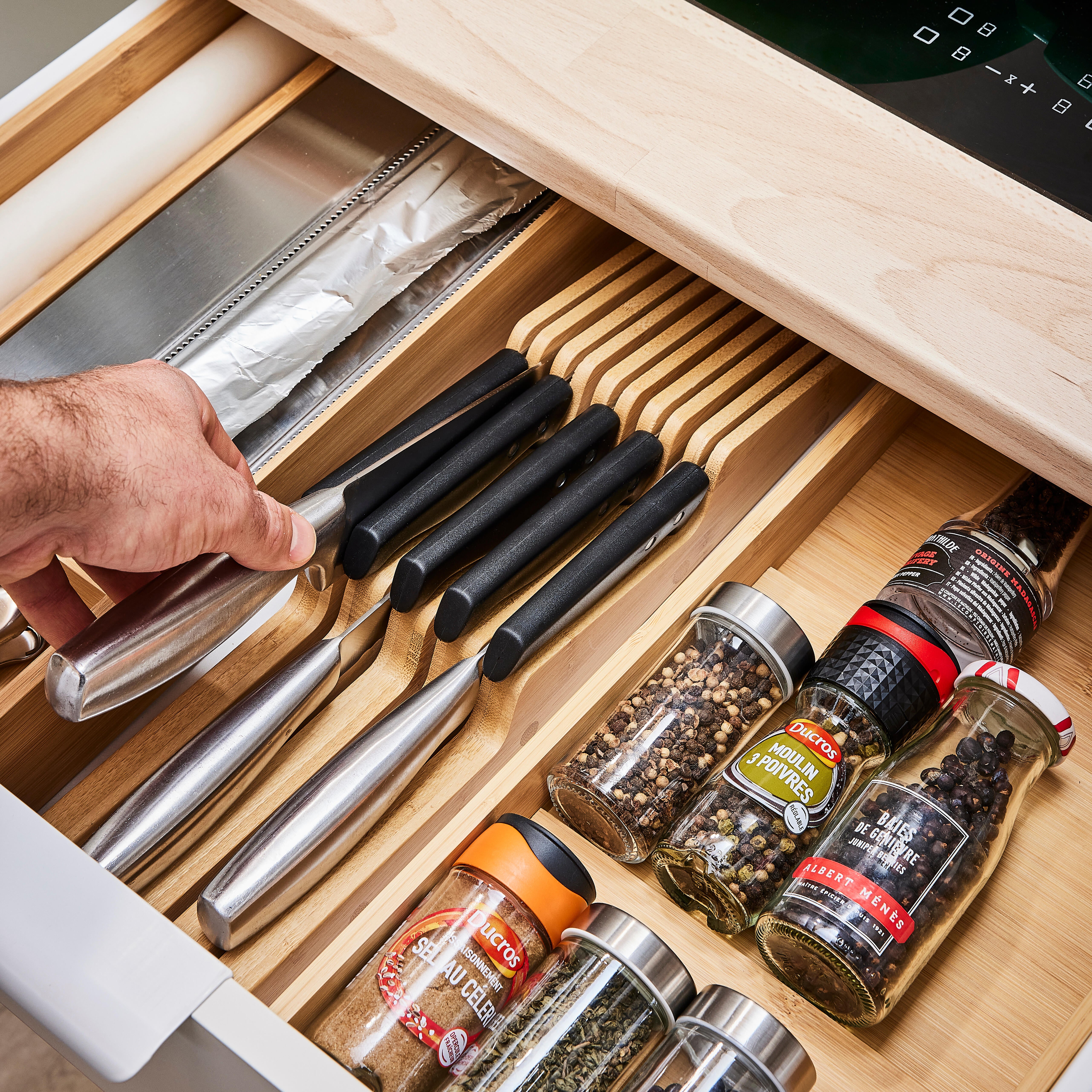 Support couteaux en bambou DELINIA pour tiroir - 3