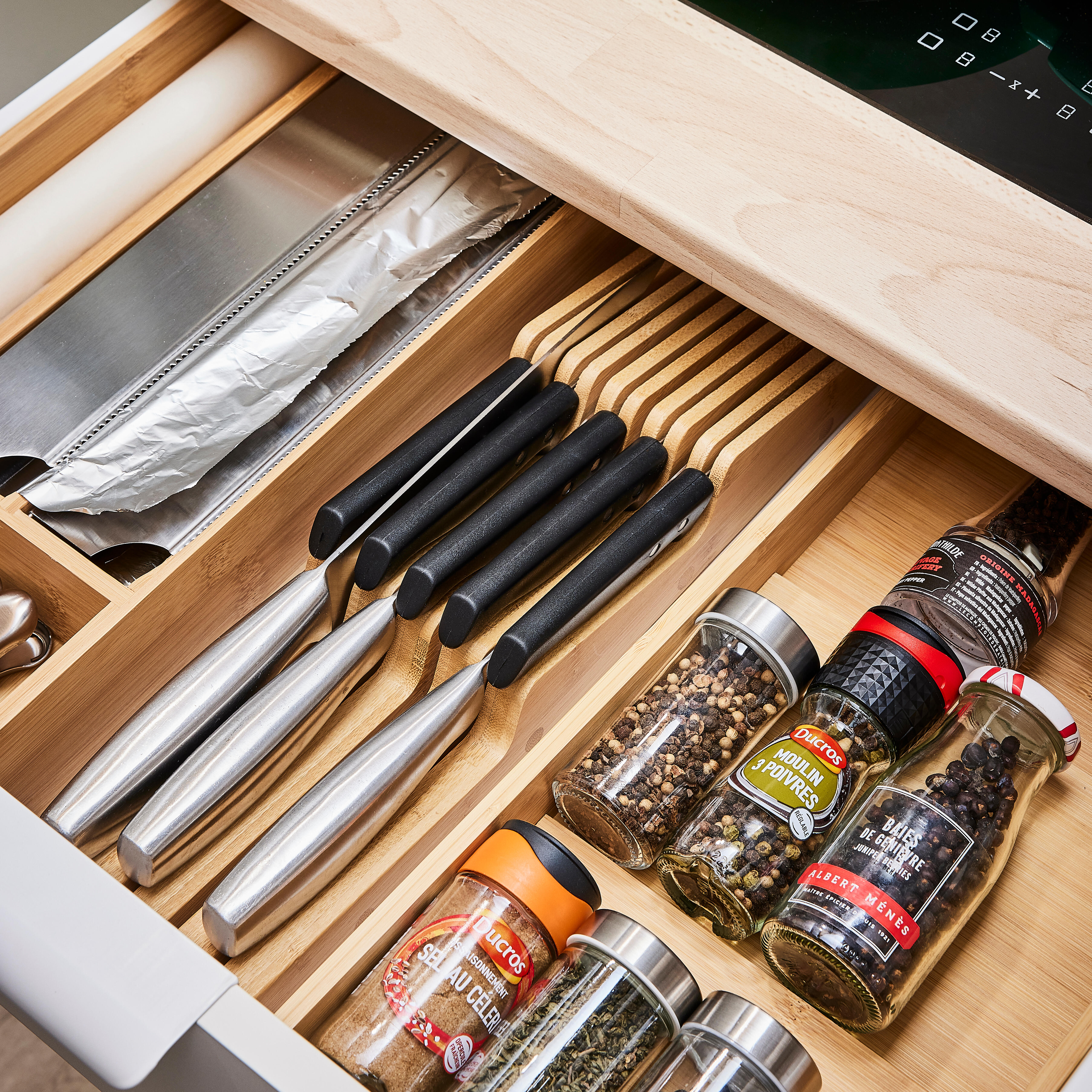 Support couteaux en bambou DELINIA pour tiroir - 4