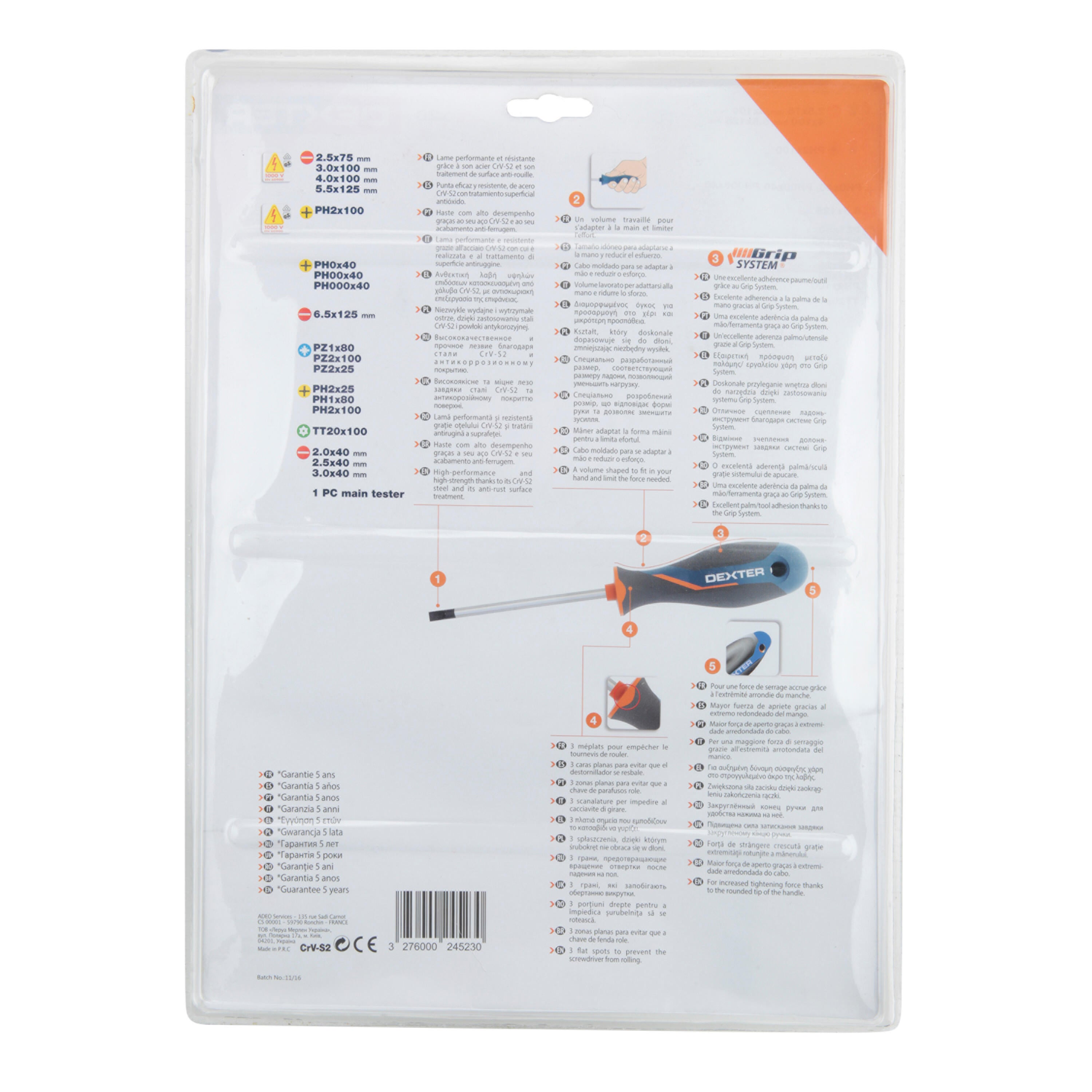 Set di 20 cacciaviti DEXTER SL, PZ, PH, Tamper torx - 16