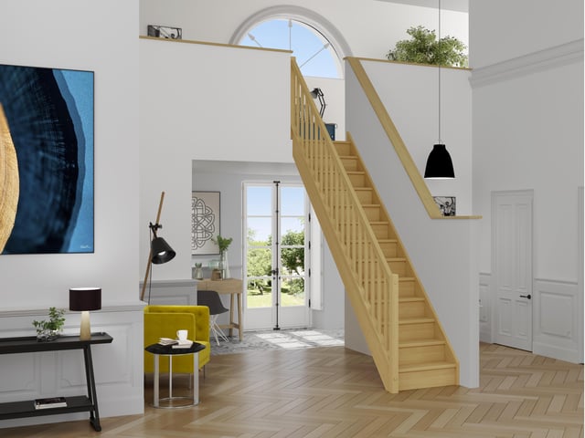 Escalier droit hêtre Soft Classic ACM 14 marches rampe à gauche