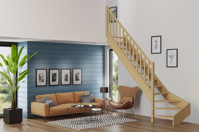 Escalier 1/4 t. bas gauche hêtre Soft Classic SCM 13 marches, rampe à gauche