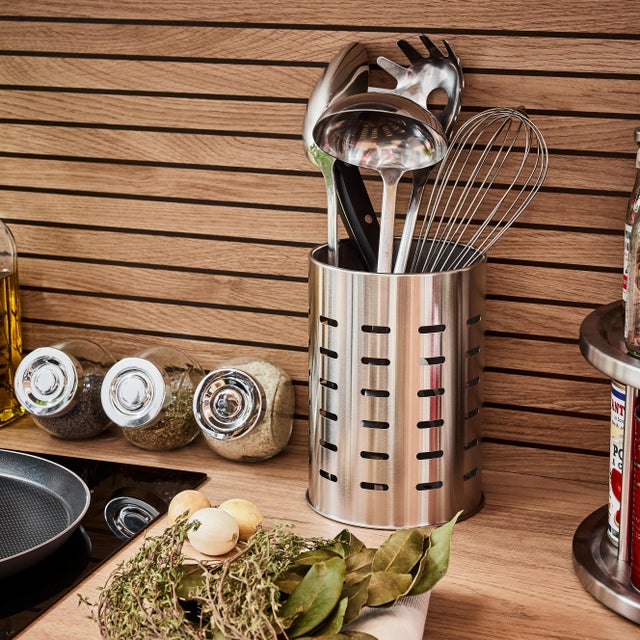 Porte-ustensiles acier inoxydable gris / argent DELINIA L.12.8 x H.18 cm