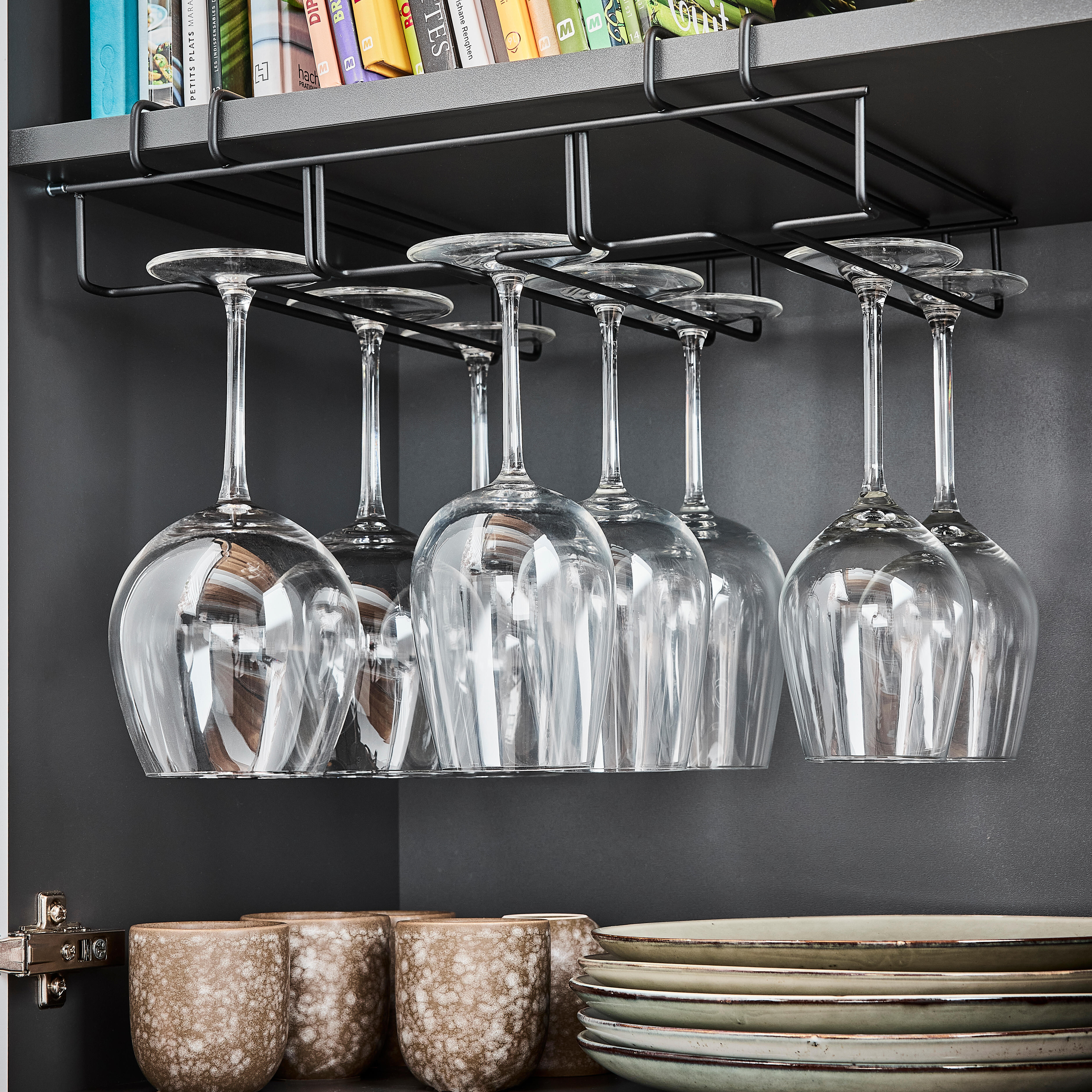 Organizador de copas de vino en acero negro DELINIA 37x8x30cm - 6