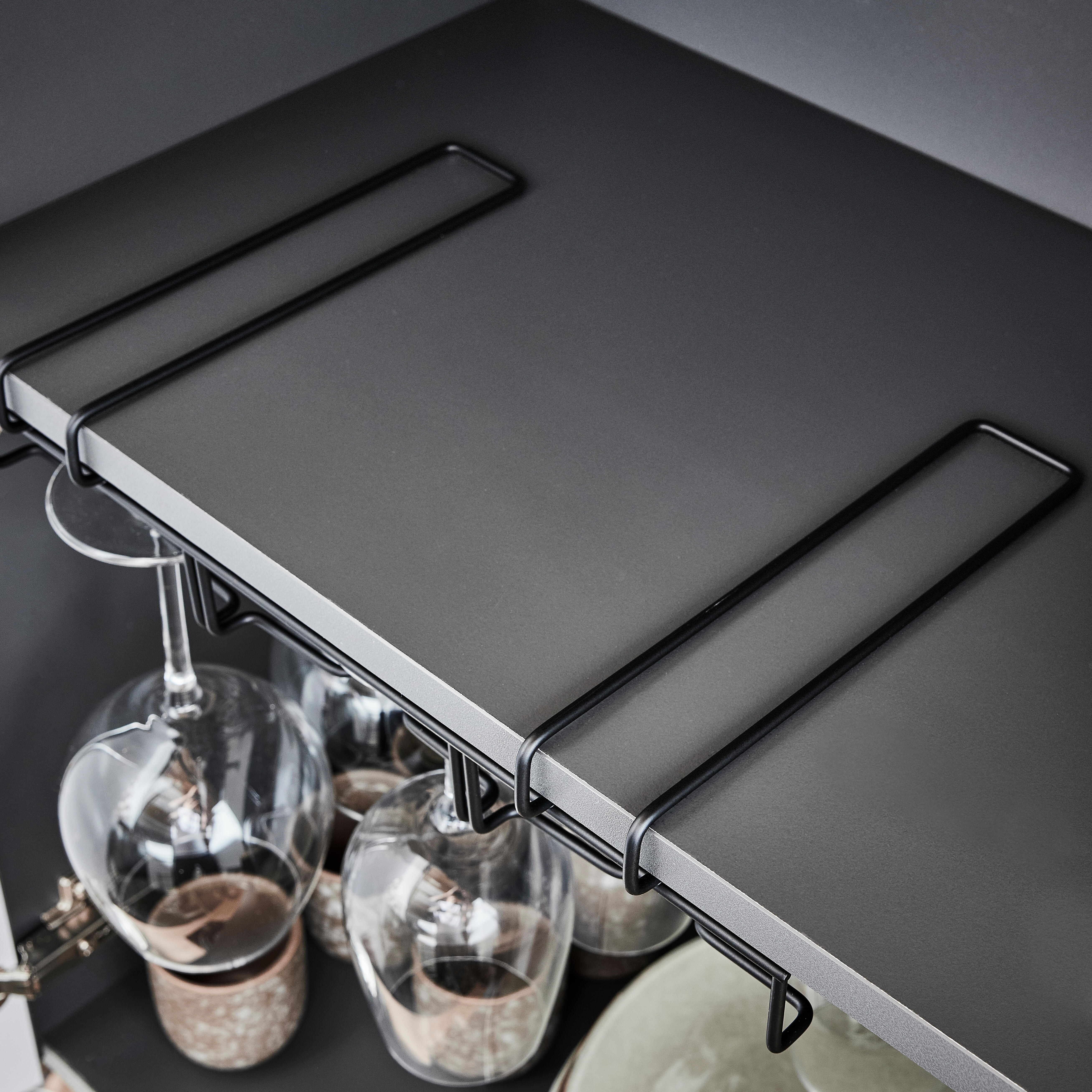 Organizador de copas de vino en acero negro DELINIA 37x8x30cm - 5