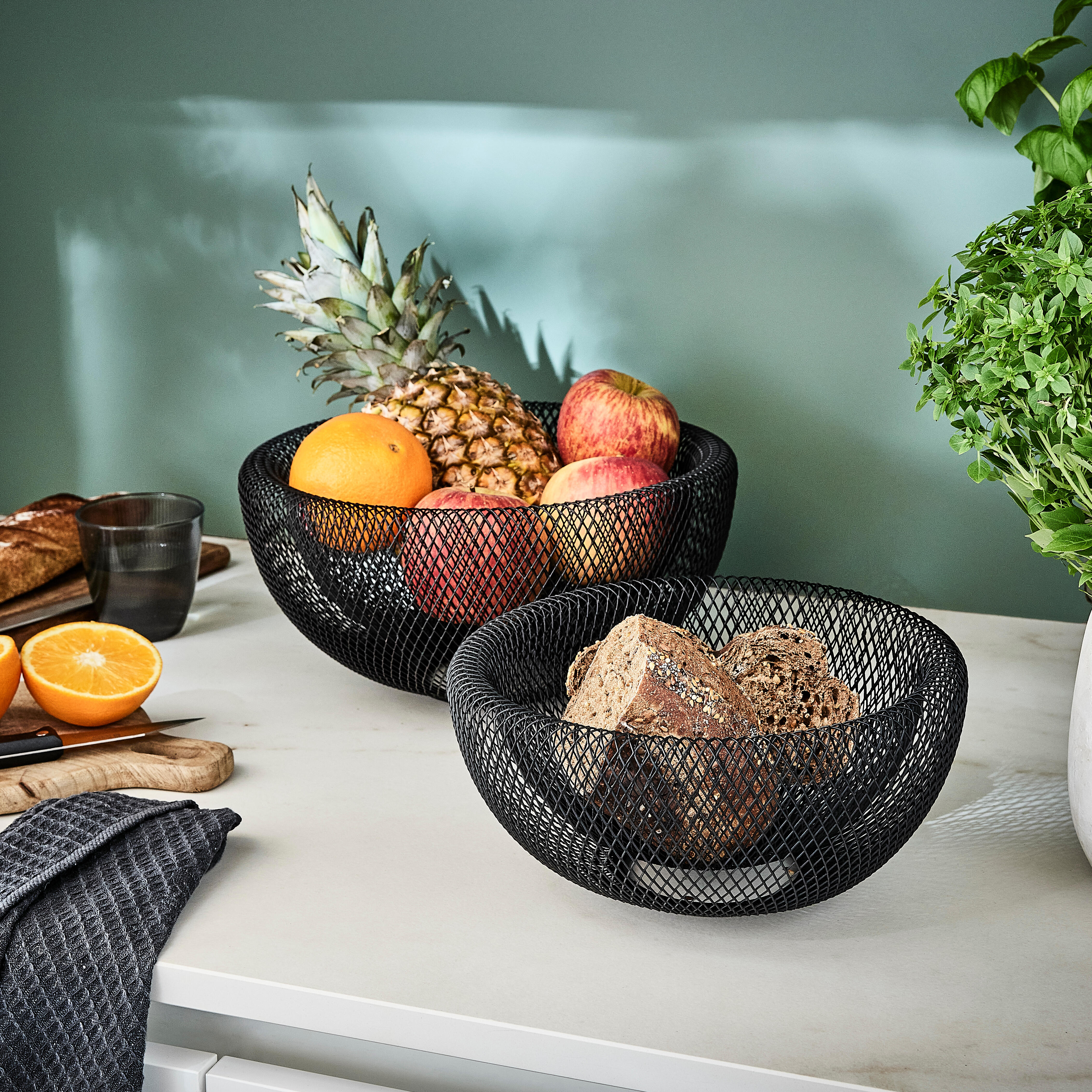 Fruteira de arame preto L 29,5 X 29,5 X 14,7 cm Delinia Casual - 3