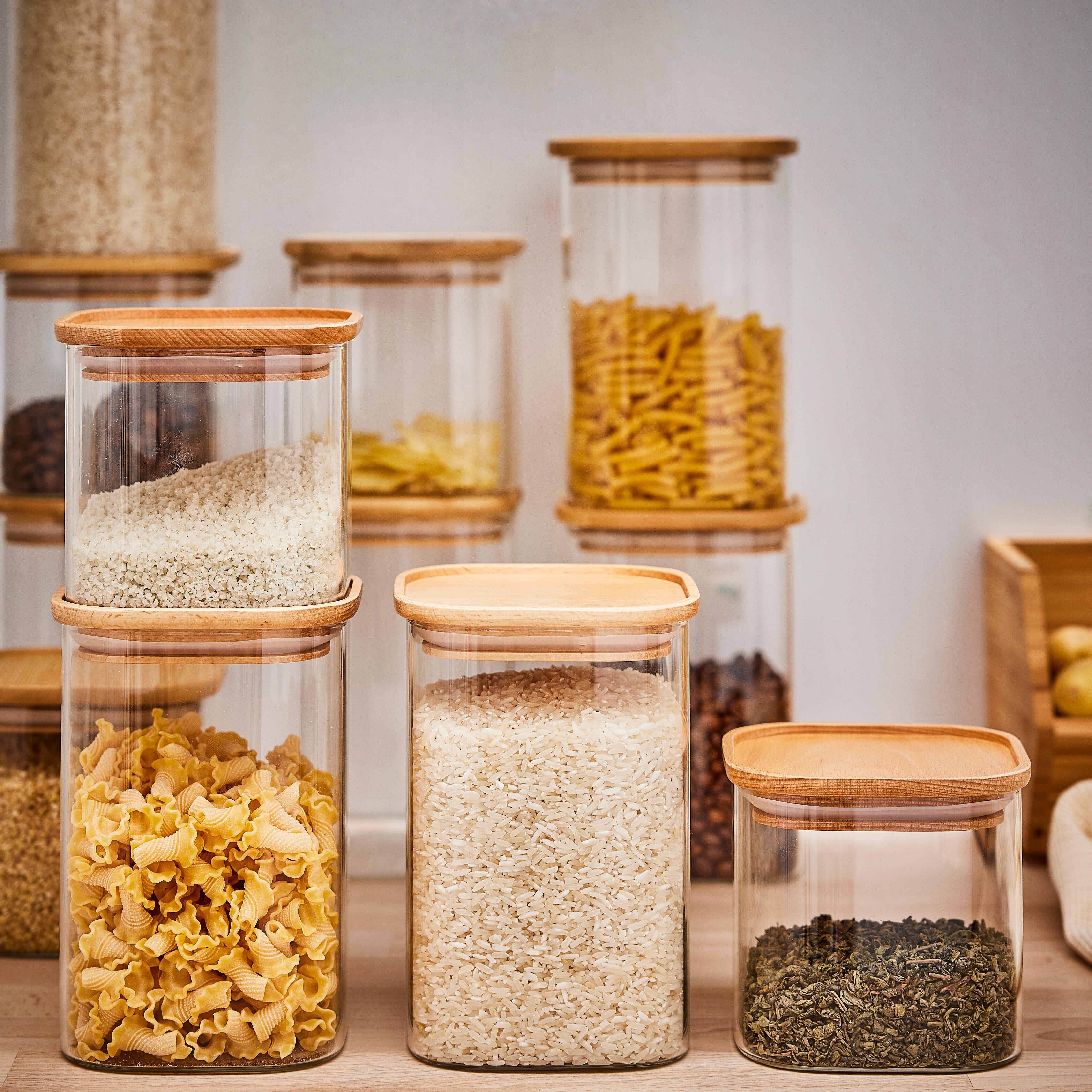 Tarro de cristal DELINIA con tapa de haya 26cm - 2