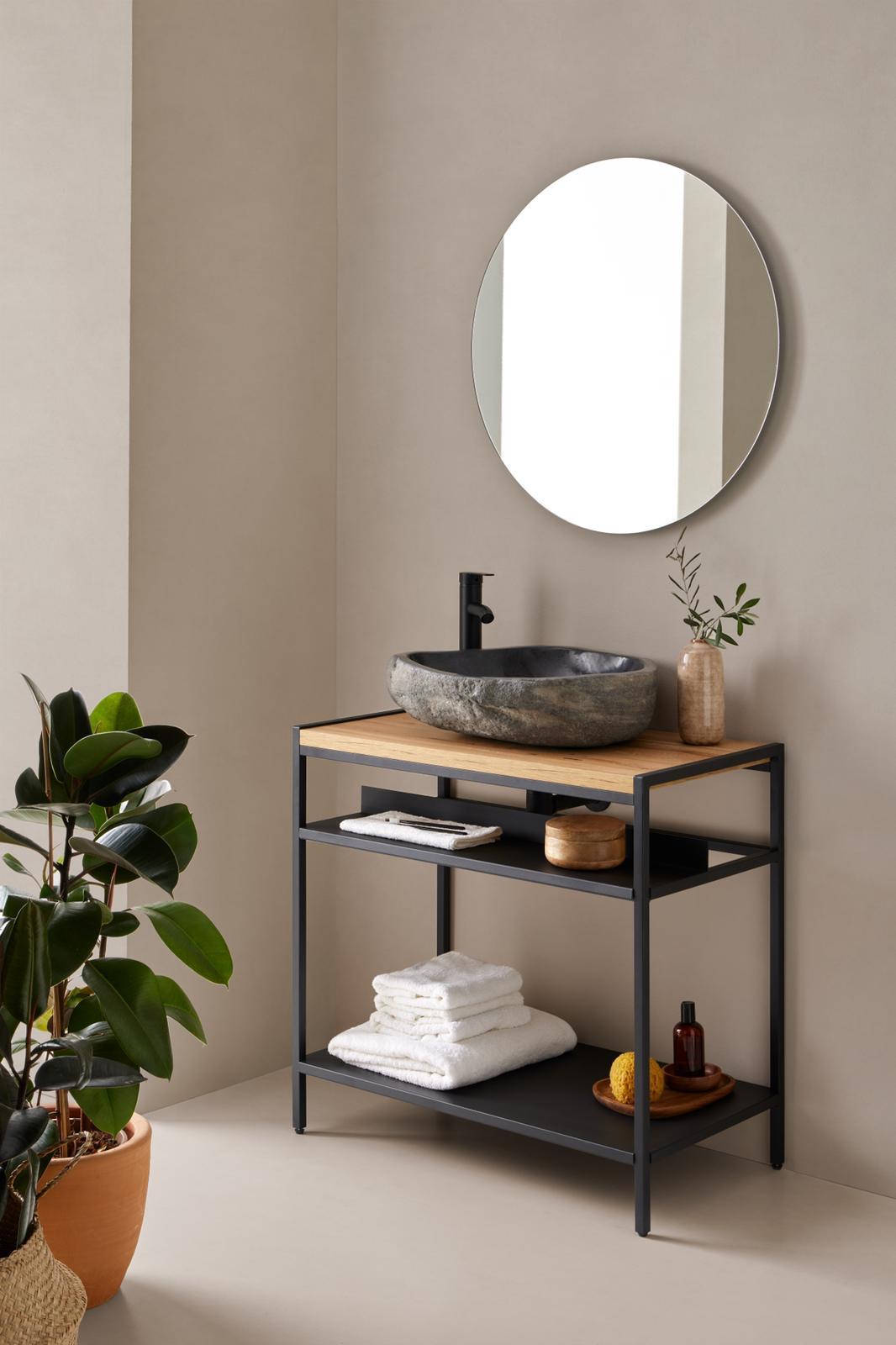 Móvel de casa de banho com tampo 84cm mel Lisboa - 5