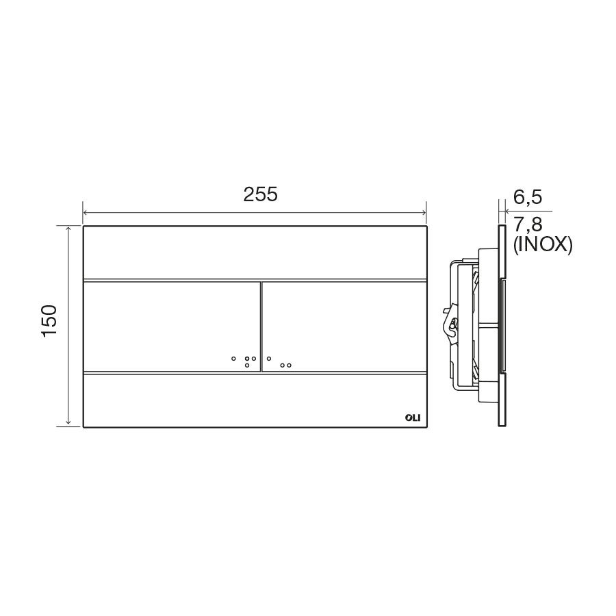 Placa de acionamento para sanita suspensa 25,5x15 cm Oli Slim - 3