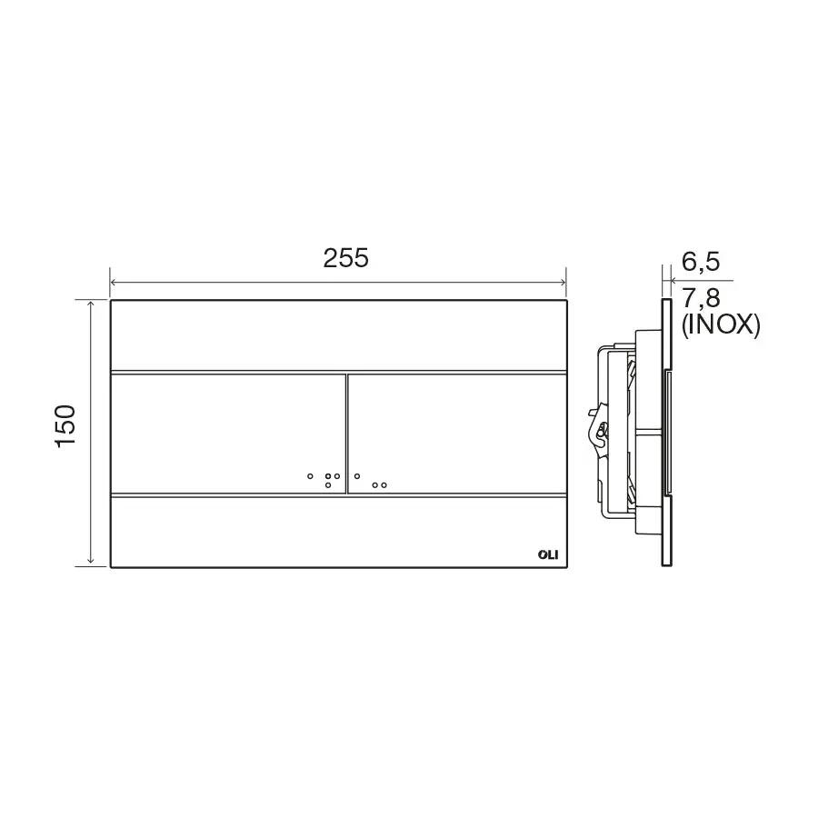Placa de acionamento para sanita suspensa 25,5x15 cm cromado Oli Slim - 3