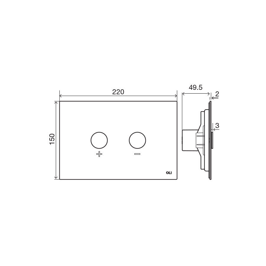 Placa de acionamento para sanita suspensa 21,5x14,5 cm cromado Oli Blink - 3