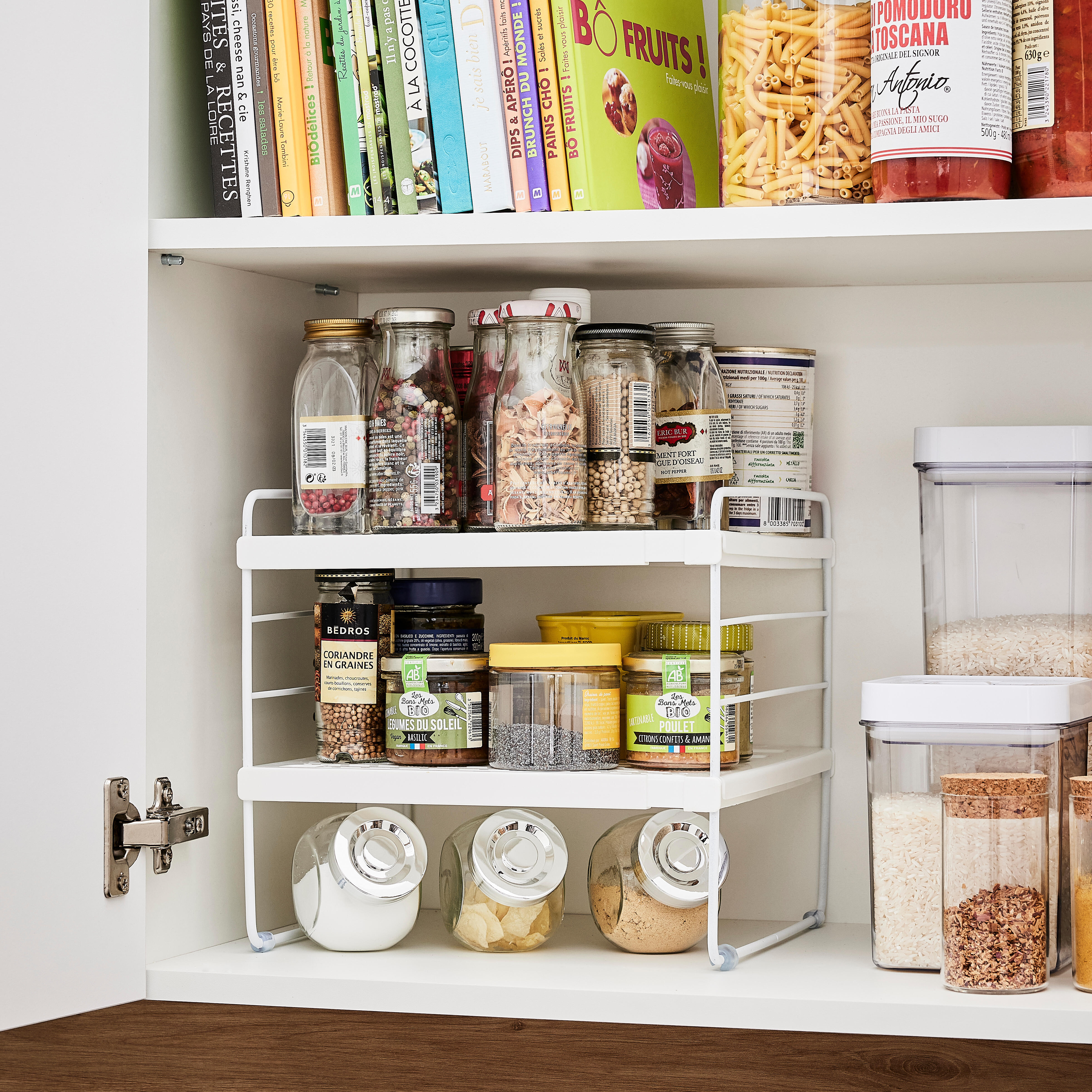 Rangement Sous Évier à 2 Niveaux 18,3x53,3x8,1 Cm, Étagère Coulissante Pour Placard En Acier Chromé, Organisateur Coulissant Pour Cuisine, Taille D'Installation Du Placard 24,5x56,3x48,5 Cm | FR