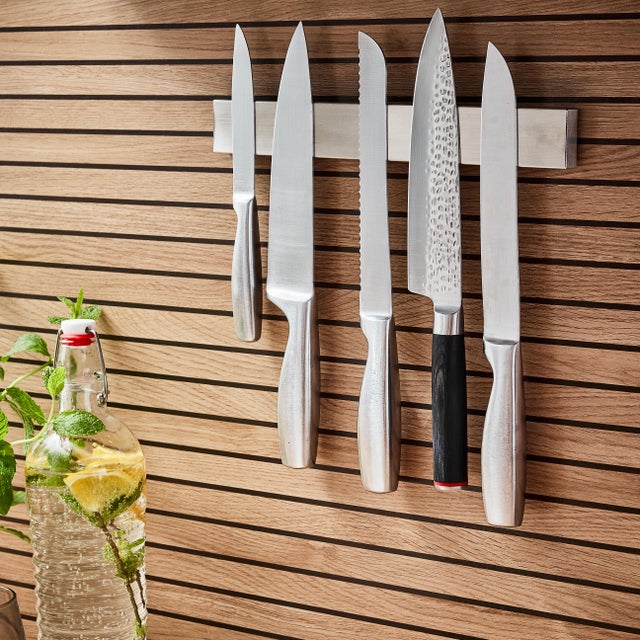 Portautensili da cucina magnetico da parete argento P 30 cm