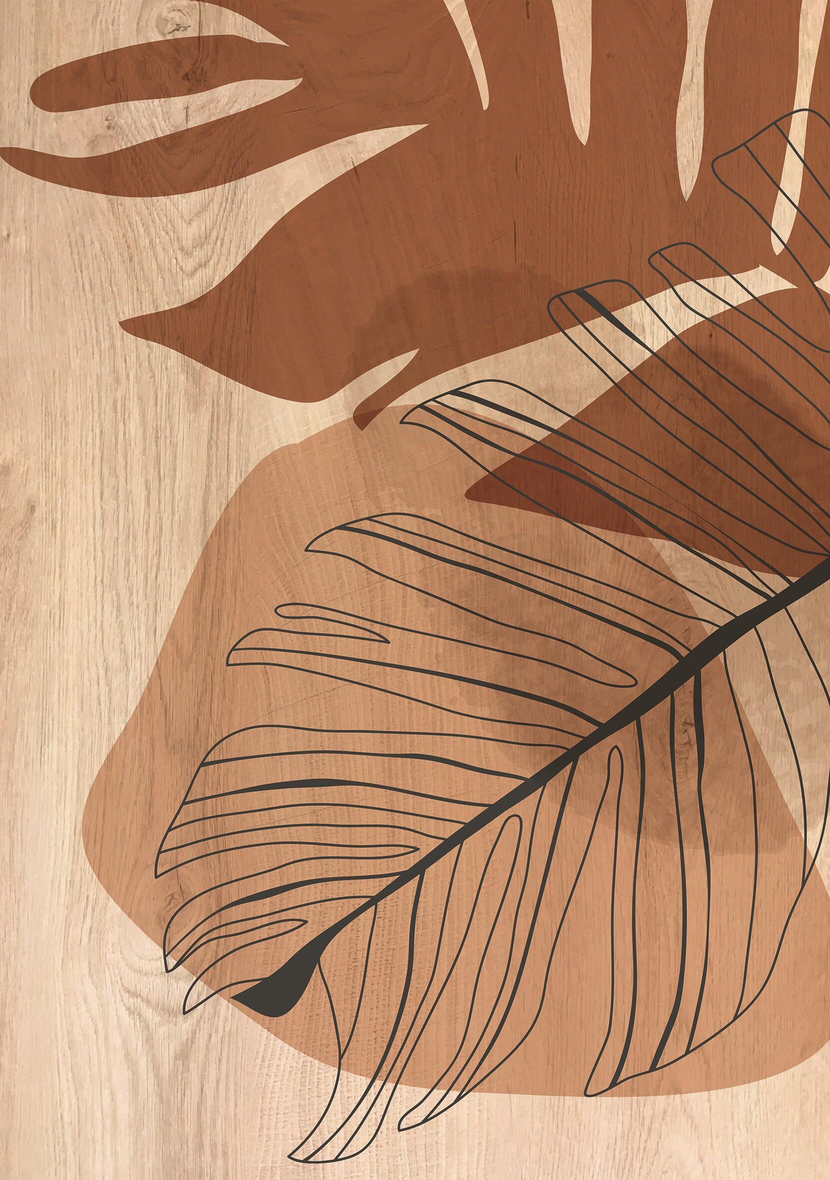Objeto decorativo sin marco Naturaleza rectangular de 30 x 42 cm. MDF Block 3 marrón - 2