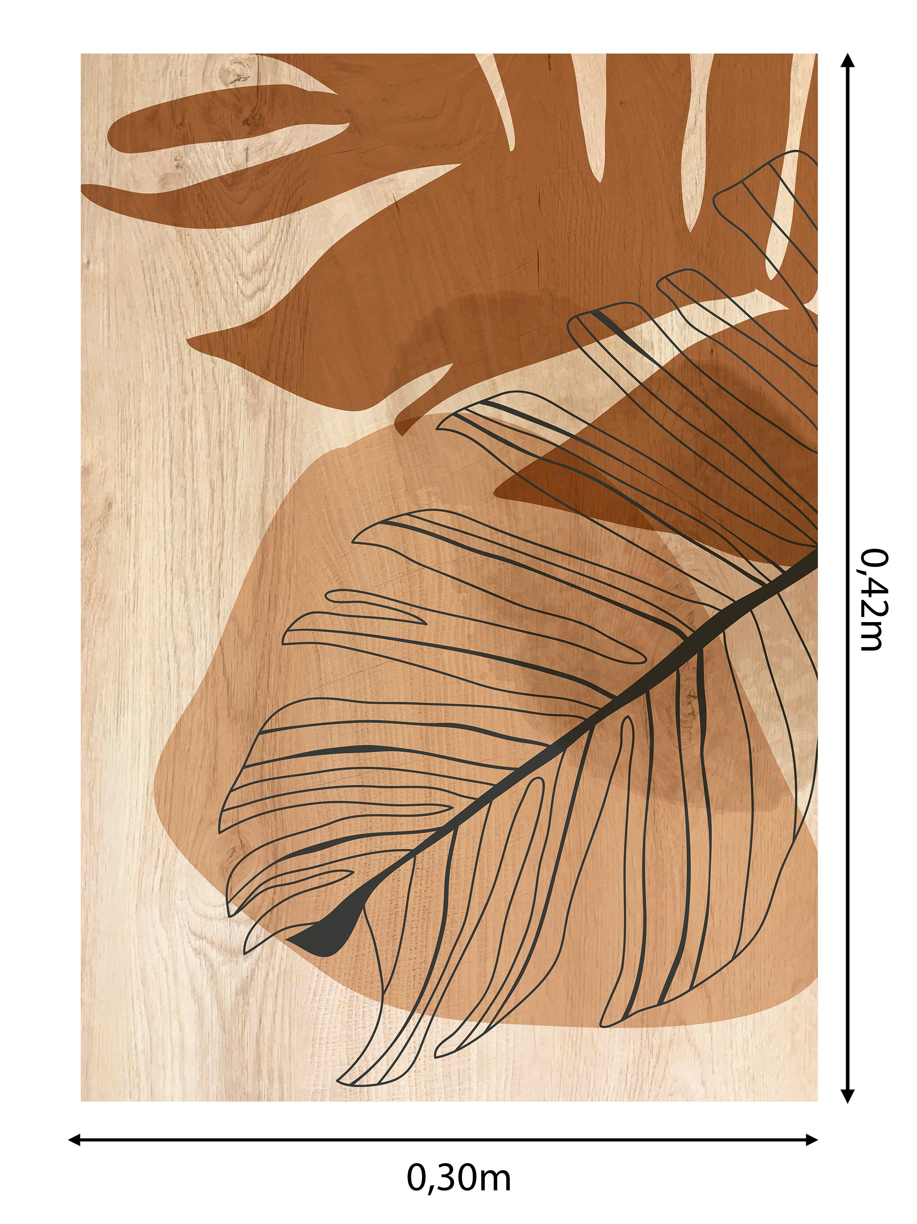 Objeto decorativo sin marco Naturaleza rectangular de 30 x 42 cm. MDF Block 3 marrón - 3