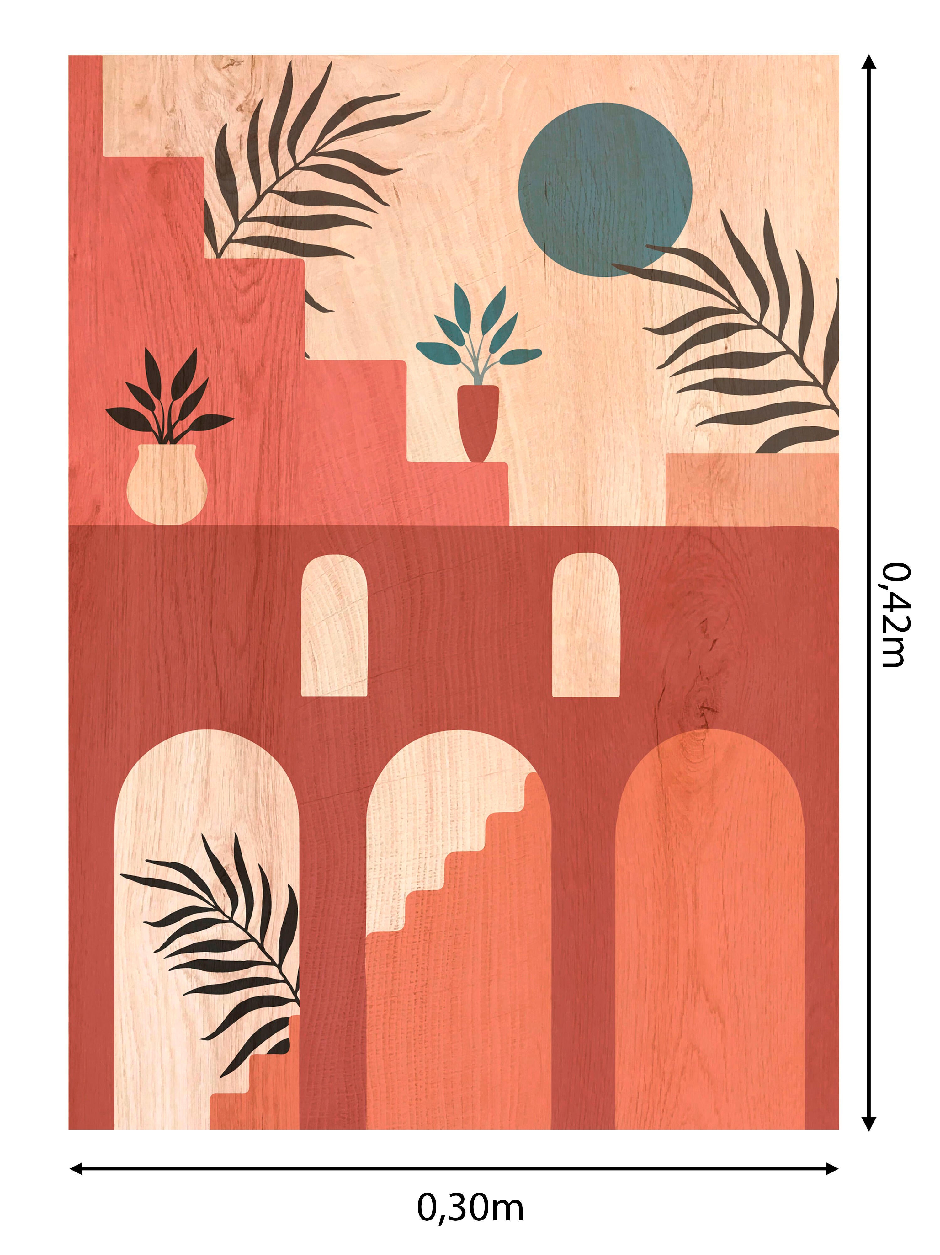 Objeto decorativo sin marco Abstracto rectangular de 30 x 42 cm. MDF Architecture marrón - 3