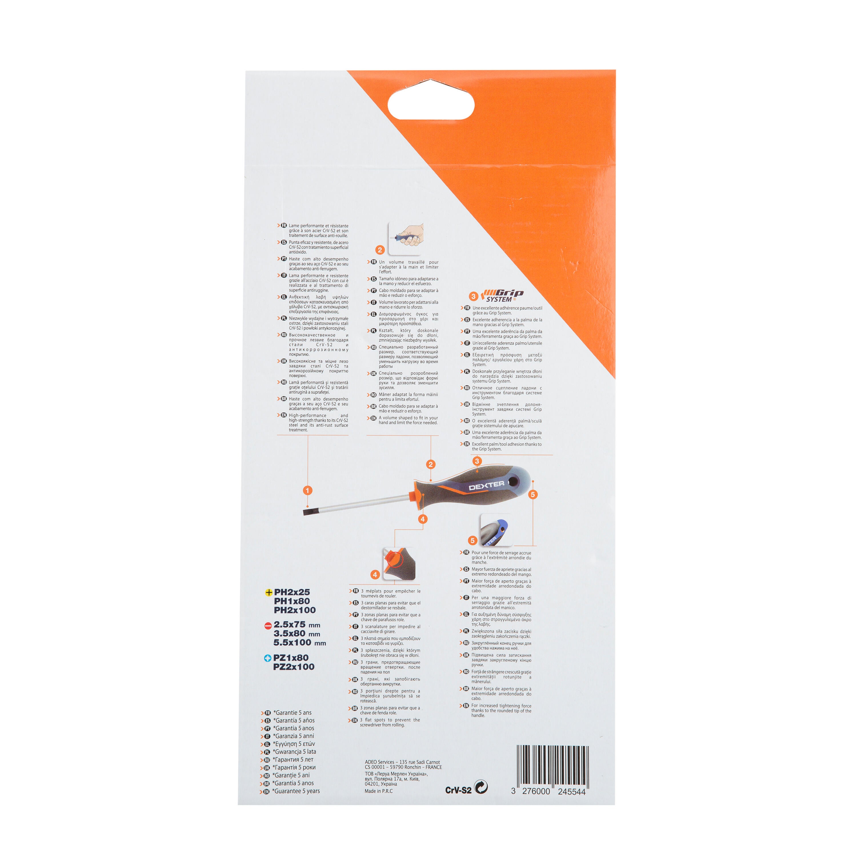 Set di 8 cacciaviti DEXTER PH, PZ - 25