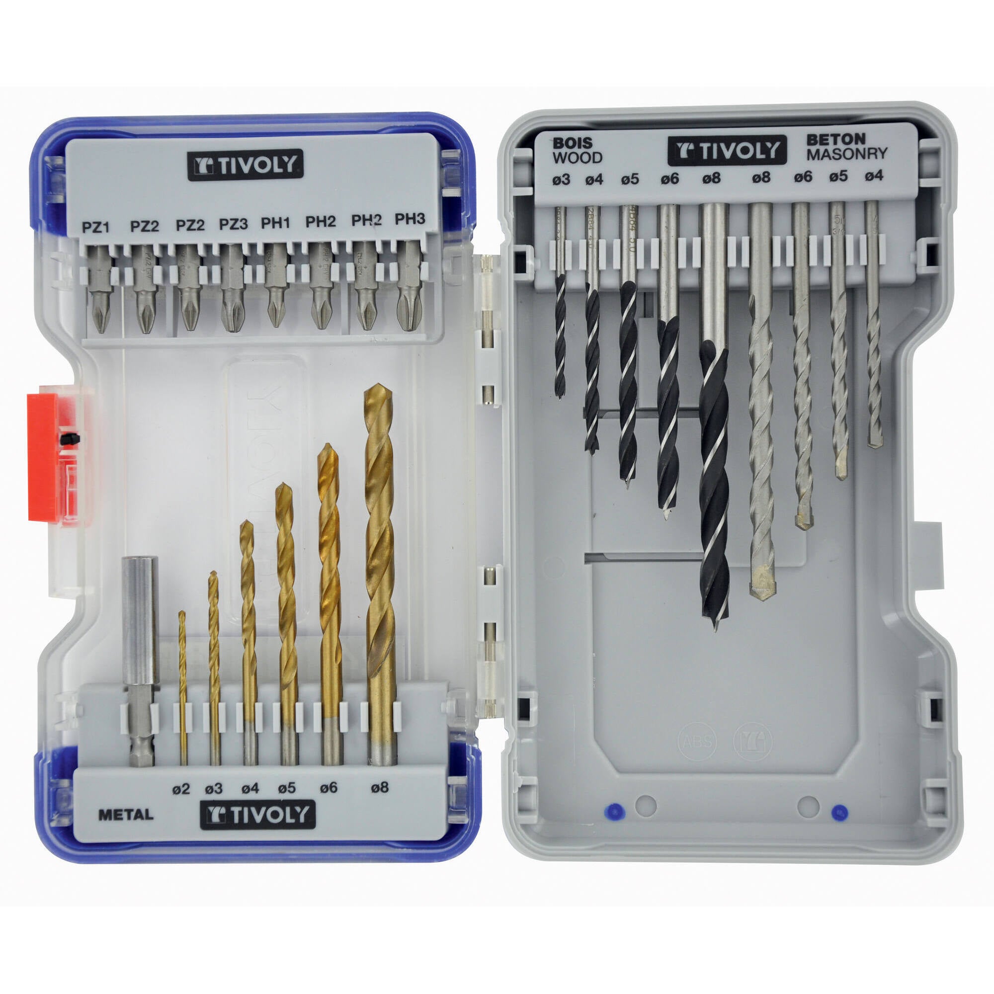 Tivoly 11451070024 Coffret 170 Pièces Forets Acier Rapide HSS Rectifiés Pour Métal - V170 - Diamètres 1 à 10mm