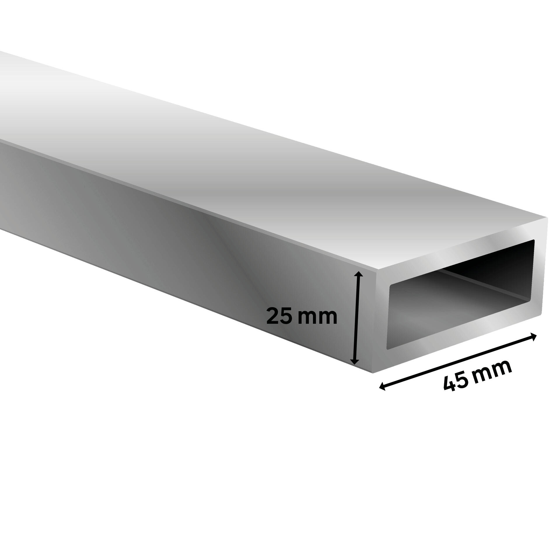 Perfil de alumínio 45x25x200 cm retangular brilho - 2