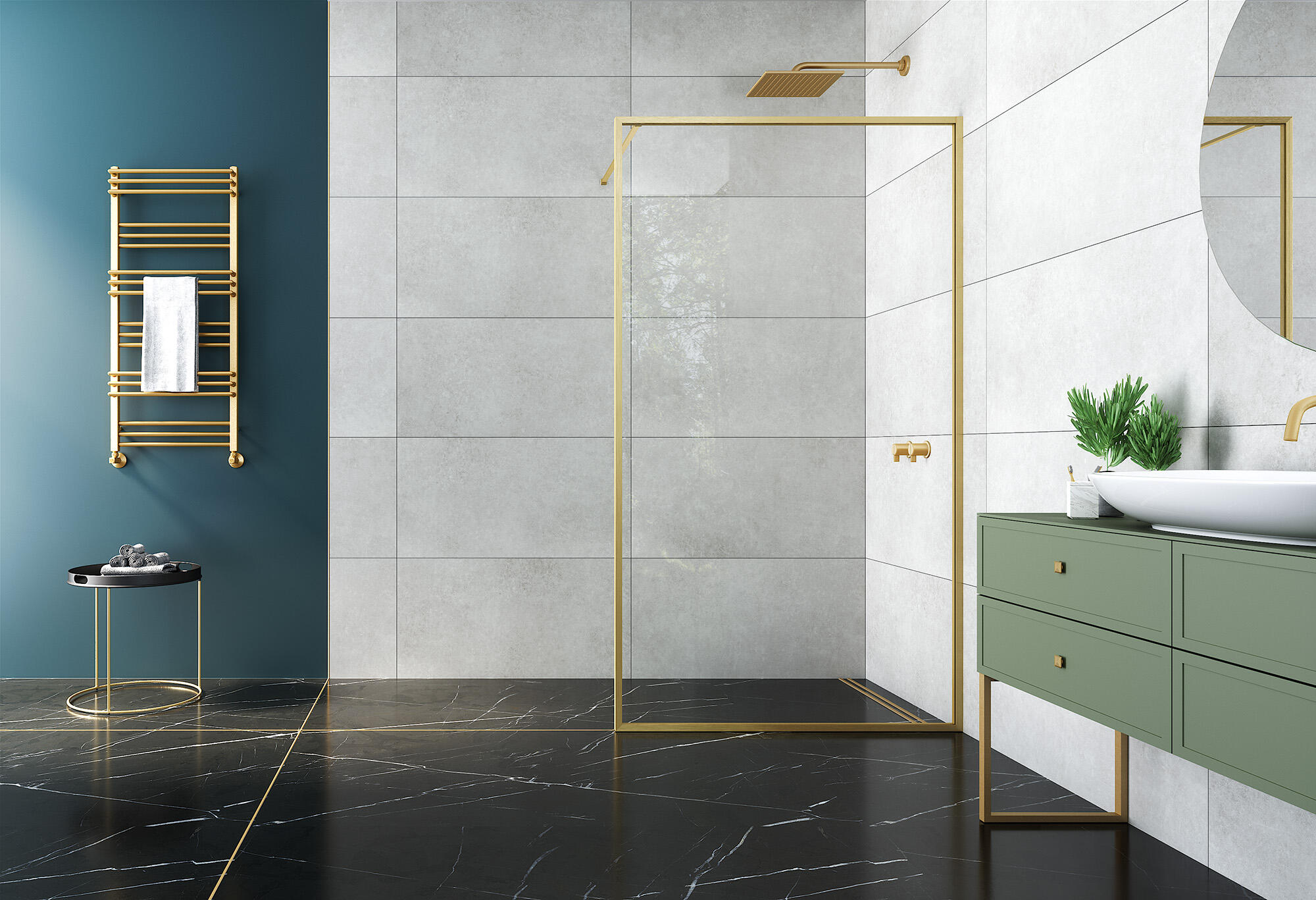 Mampara de ducha fija transparente cool perfil dorado (-101)x200 cm 8mm