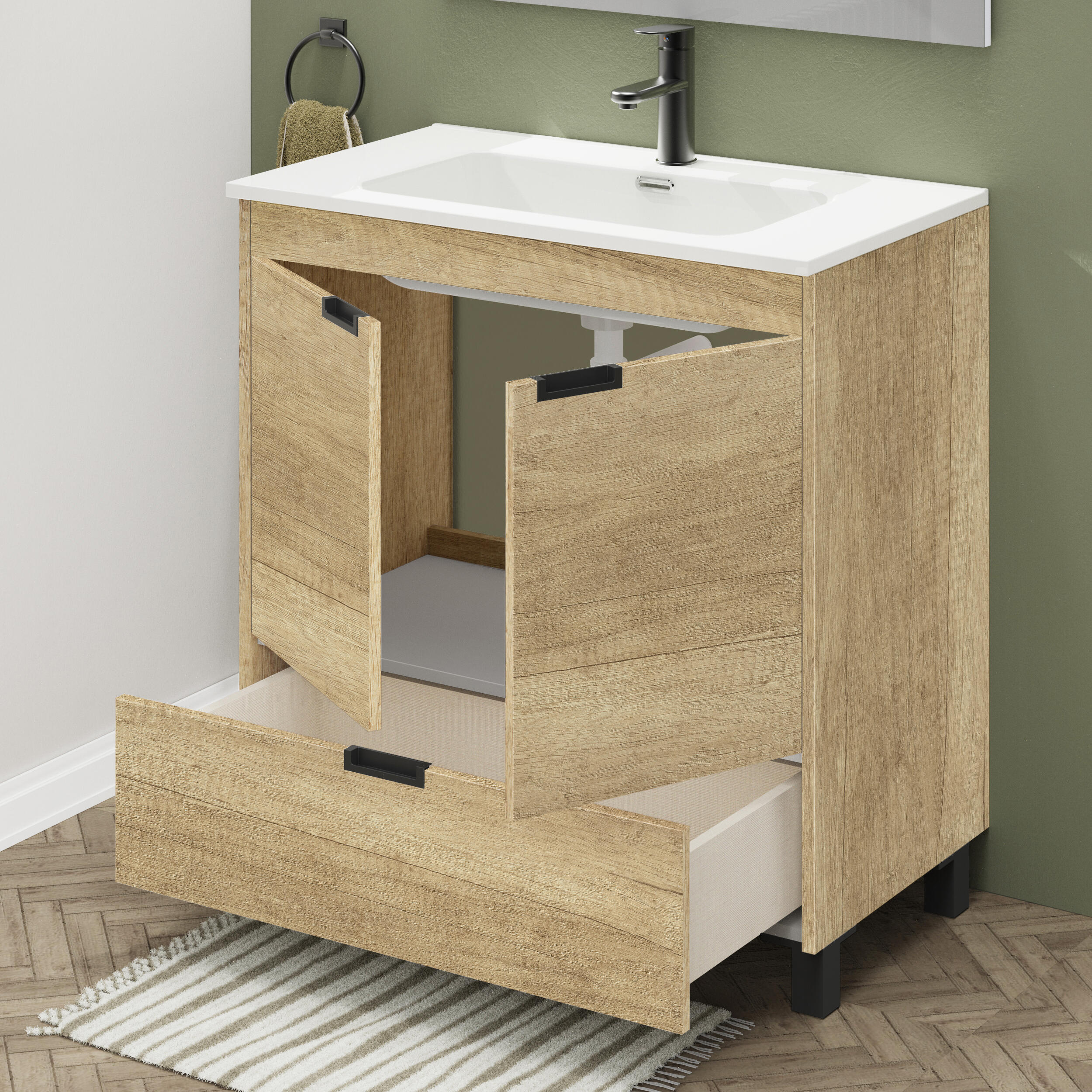 Mueble de baño Carla olmo 80x45 cm (lavabo no incluido) - 3