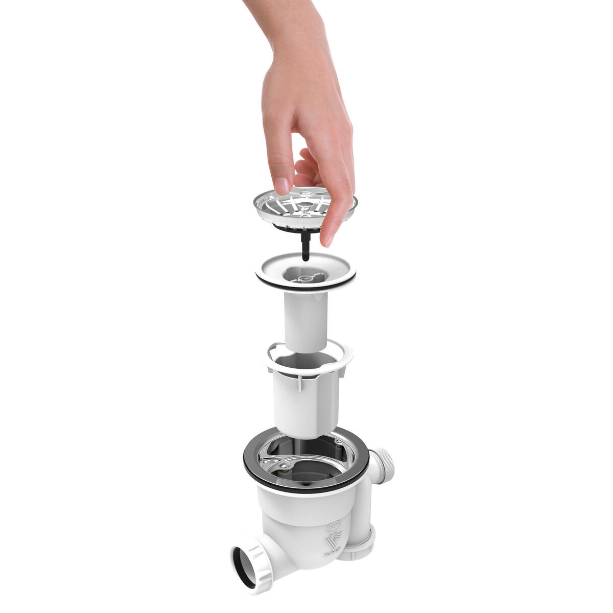 Vidage pour évier 1 cuve gain de place, Diam.90 mm, VALENTIN - 5