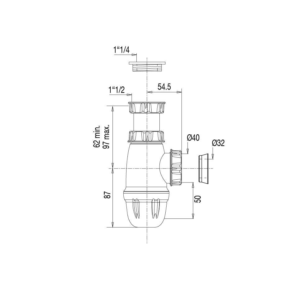 Siphon pour lavabo, Diam.1