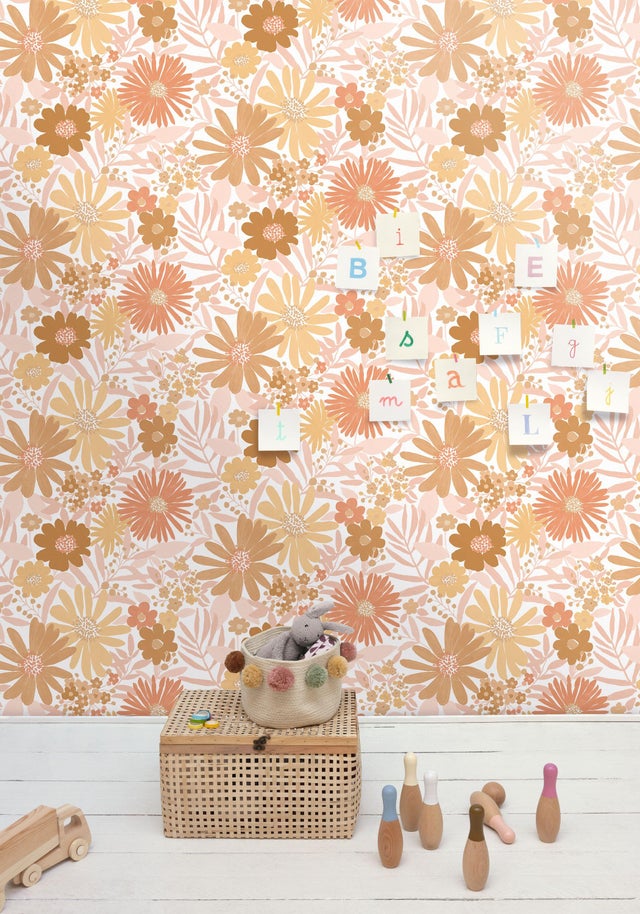 Papier peint intissé let's go girl marguerite rose