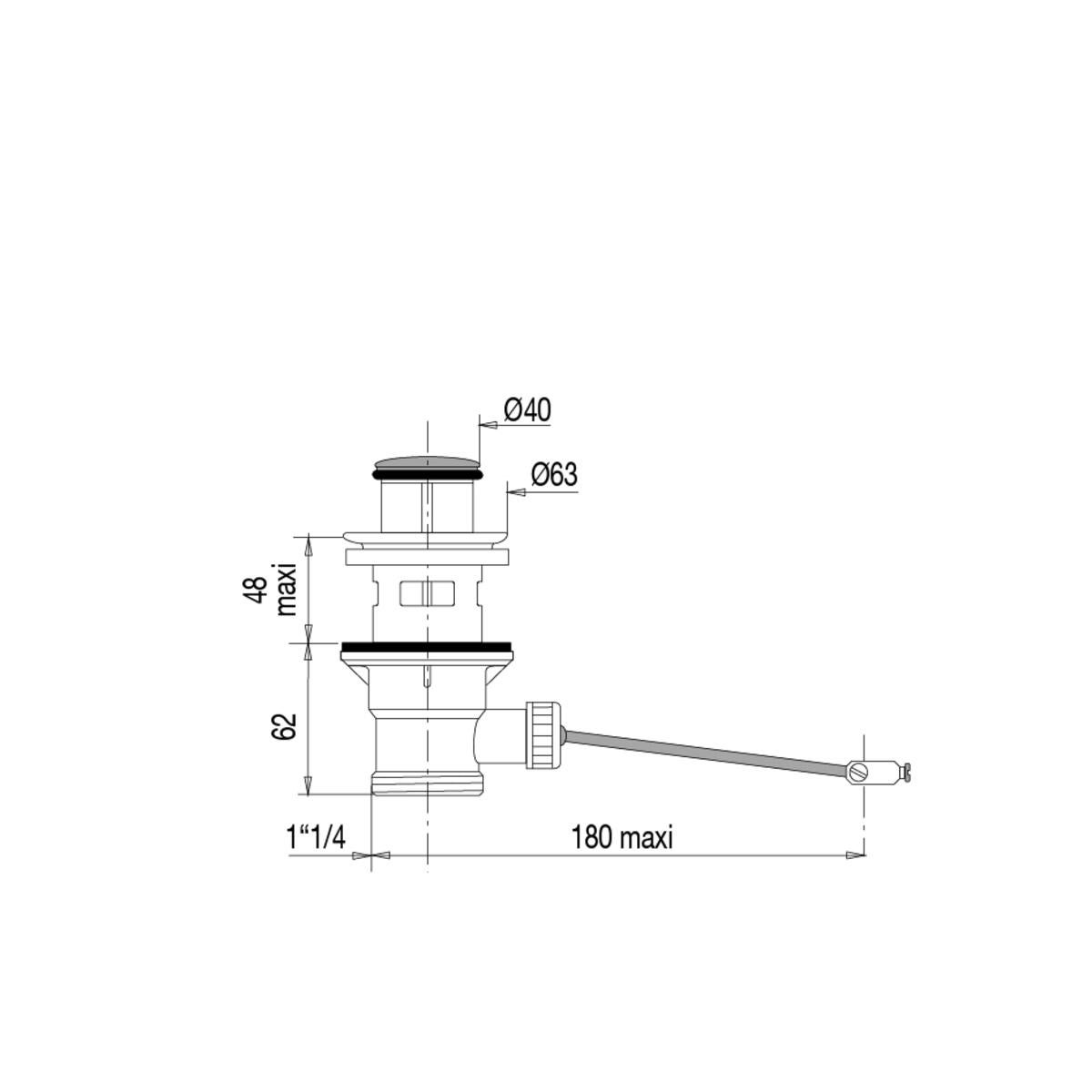 Bonde à tirette pour lavabo, chrome, Diam..63 mm, VALENTIN - 2
