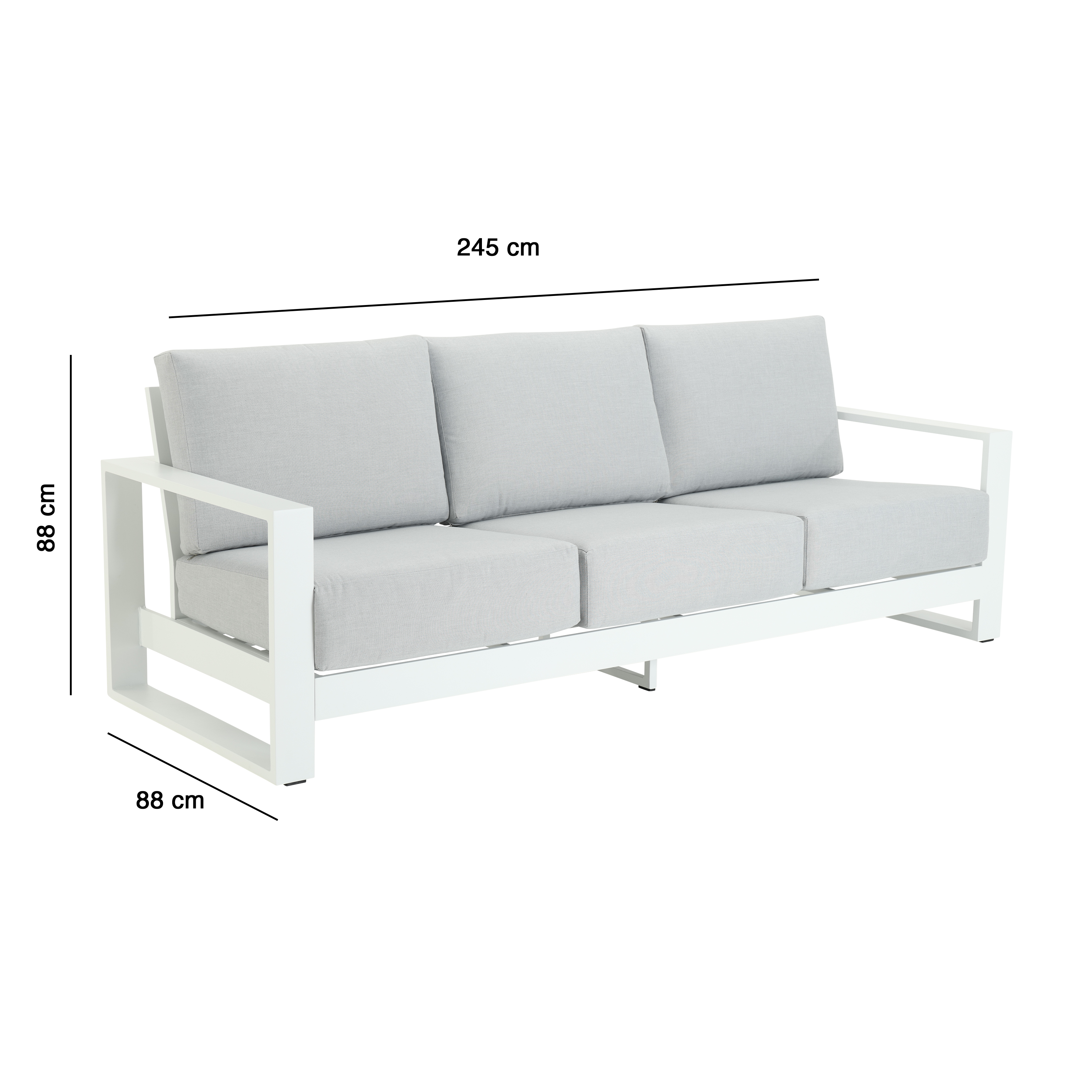 Canapé de jardin 3 places en aluminium blanc Athena NATERIAL - 3