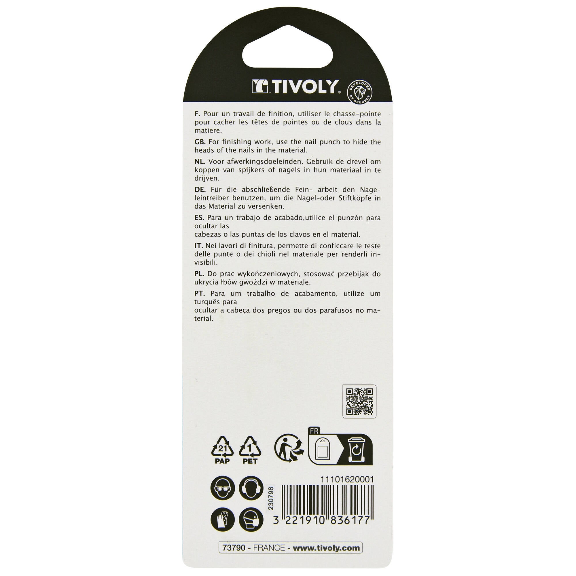 Lot de 4 chasse-pointes, Diam.2, 3, 4 et 5 mm TIVOLY - 3