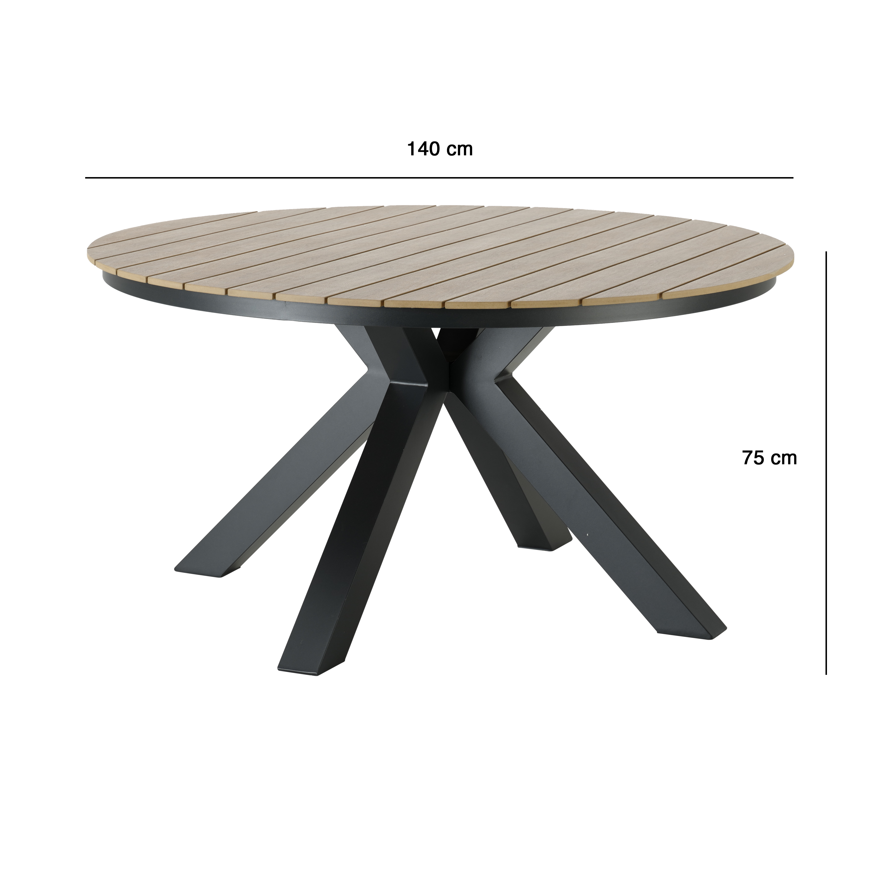 Mesa refeição madeira sintética e alumínio ⌀140 cm cinza escuro Naterial Clara - 6