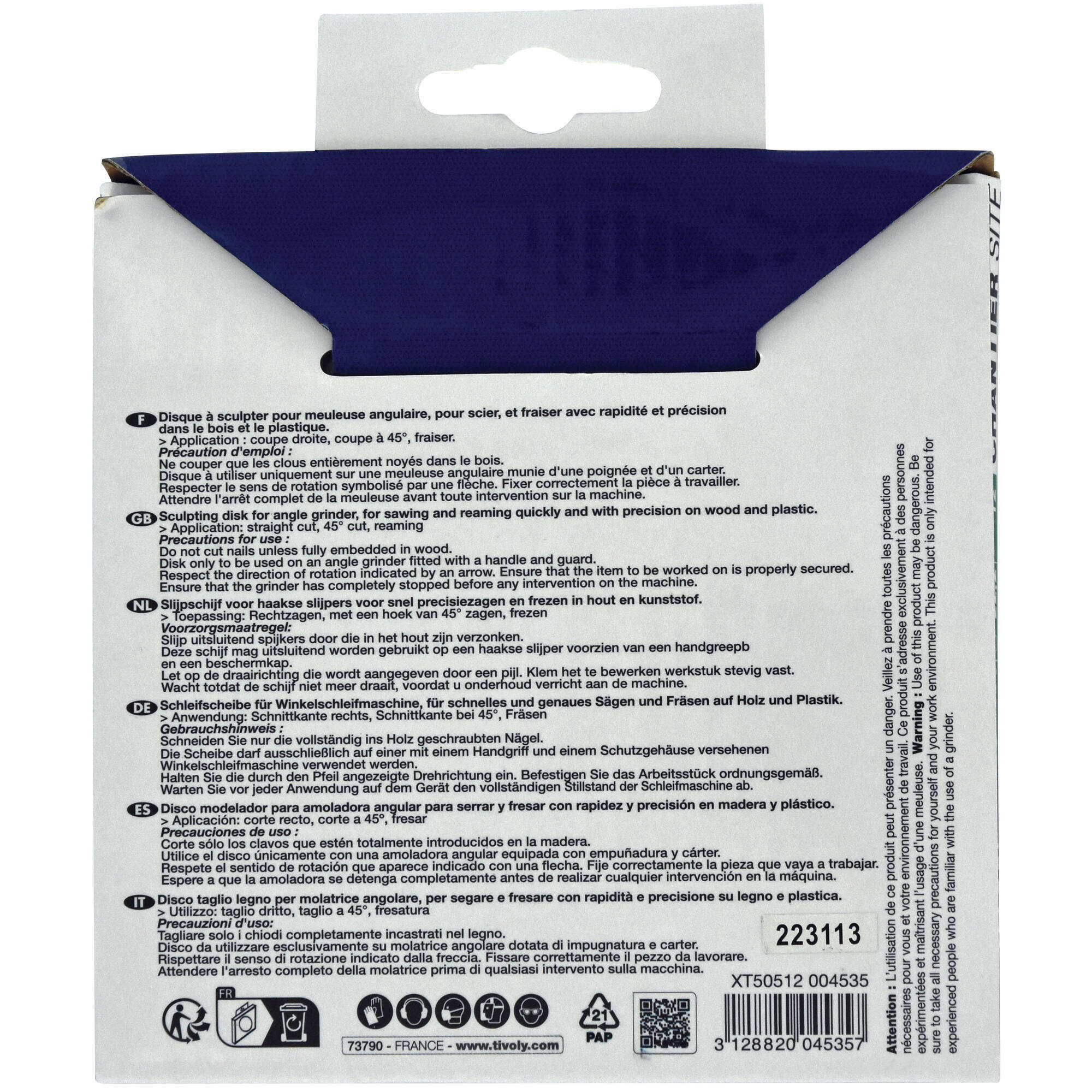 Disque à tronçonner et à sculpter le bois, Ø115 mm TIVOLY - 4