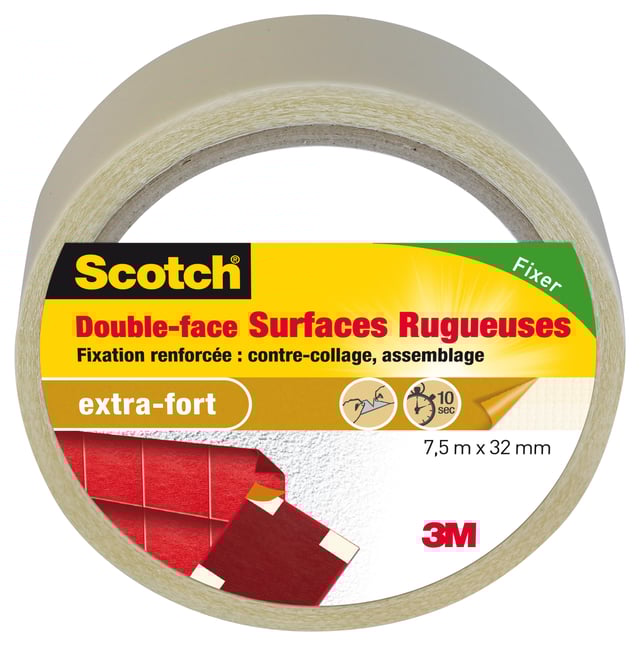 Double face de fixation Surfaces rugueuses SCOTCH L.7.5 m x l.32 mm marron