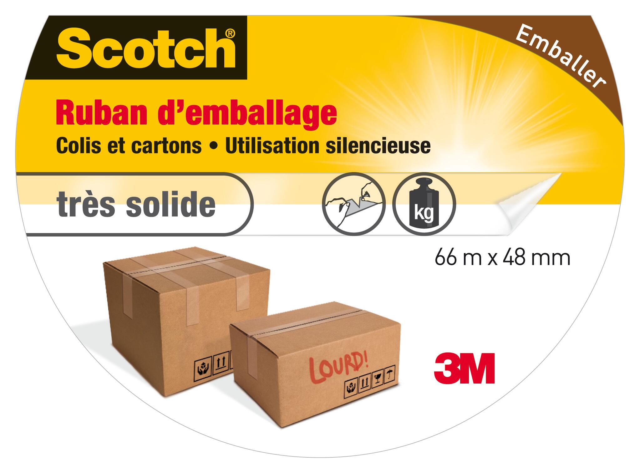 Ruban adhésif d'emballage incolore / transparent SCOTCH L.66 m x l.48 mm - 2