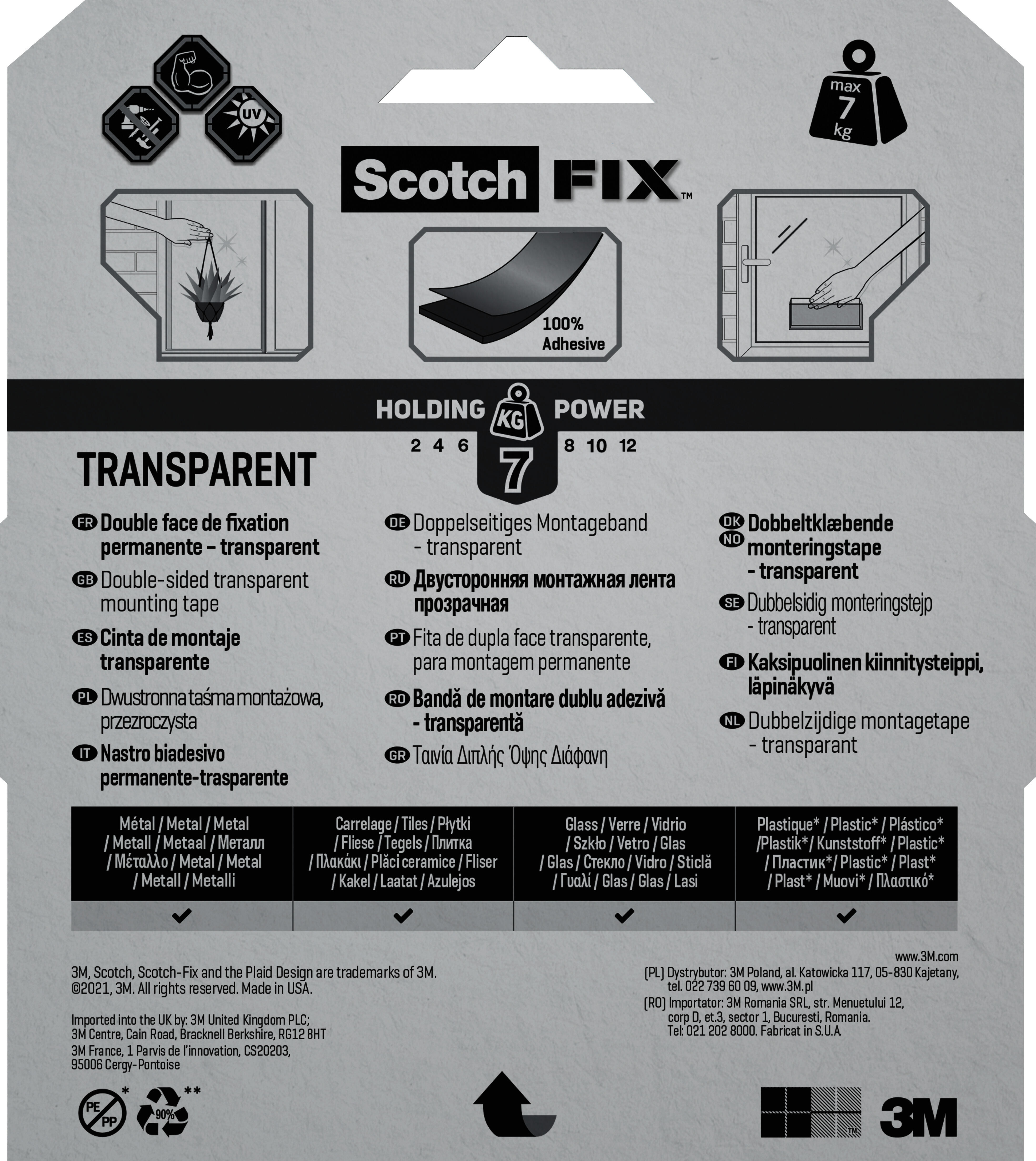 Double face intérieur et extérieur SCOTCH FIX 10m x 19mm transparent - 6