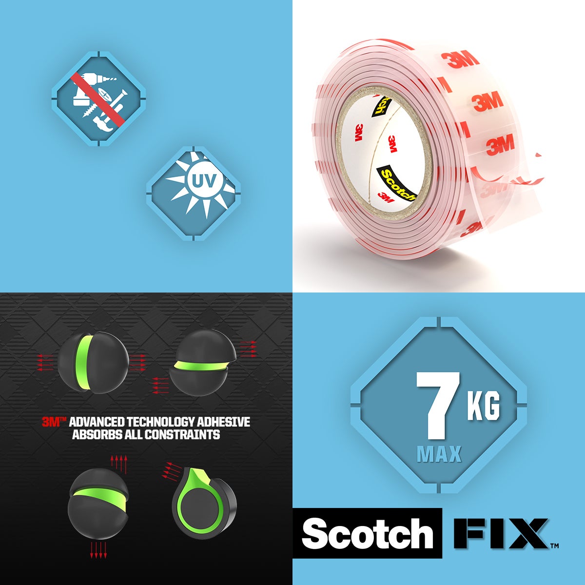 Double face intérieur et extérieur SCOTCH FIX 10m x 19mm transparent - 4