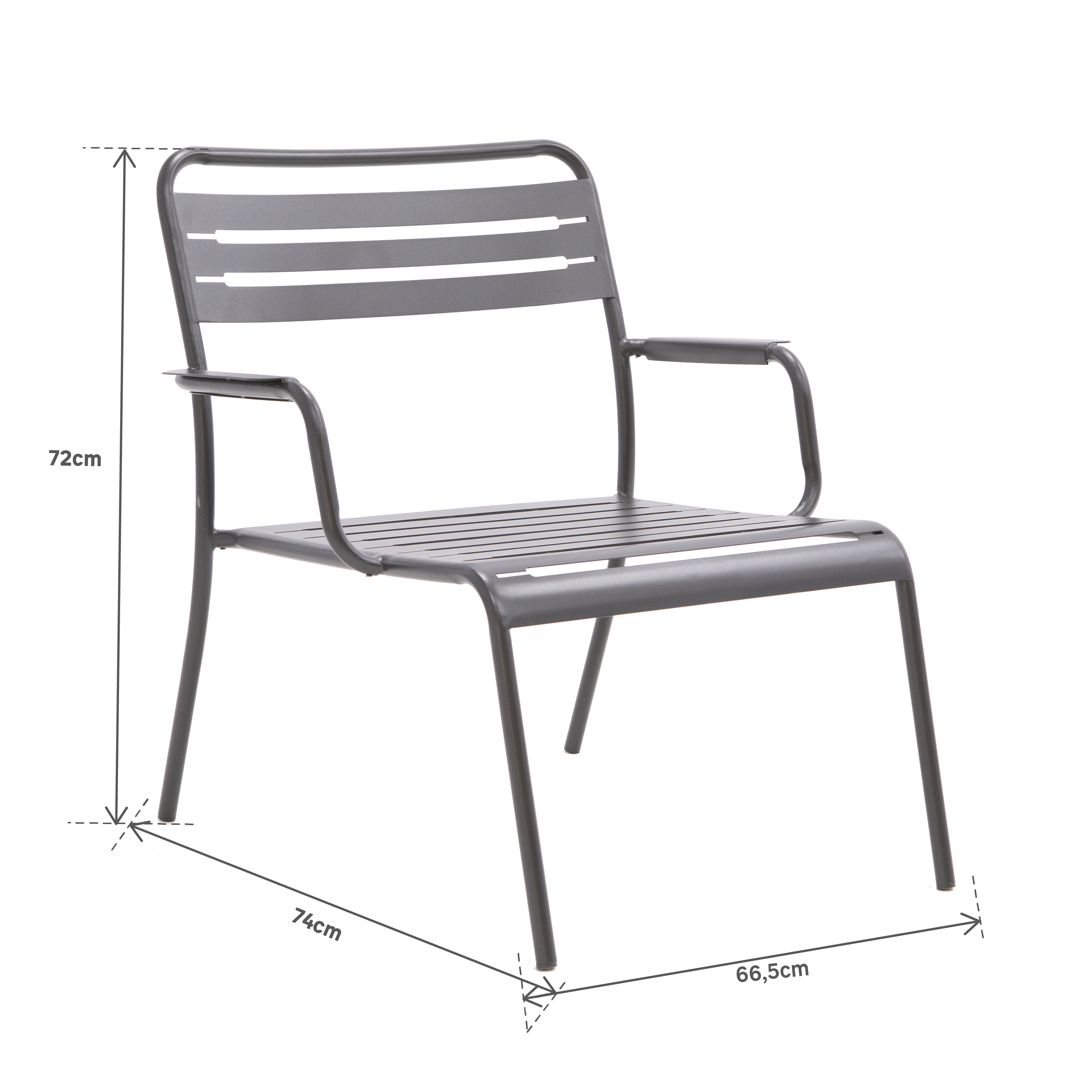 Sedia da giardino con braccioli Cafe, struttura e seduta in acciaio antracite - 16