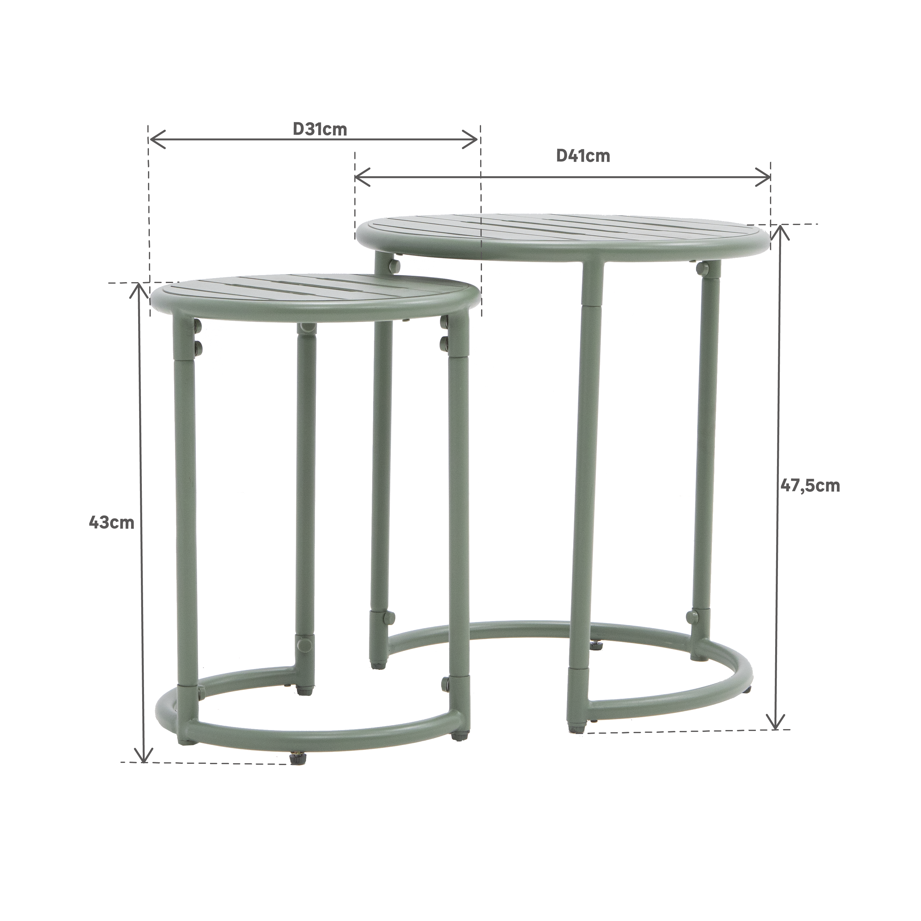 Conjunto de 2 mesas de encaixe redonda verde Cafe - 8